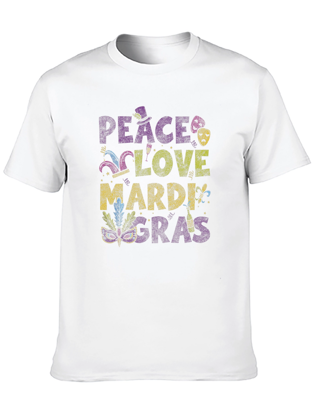 Peace Love Mardi Gras Graphic Tee