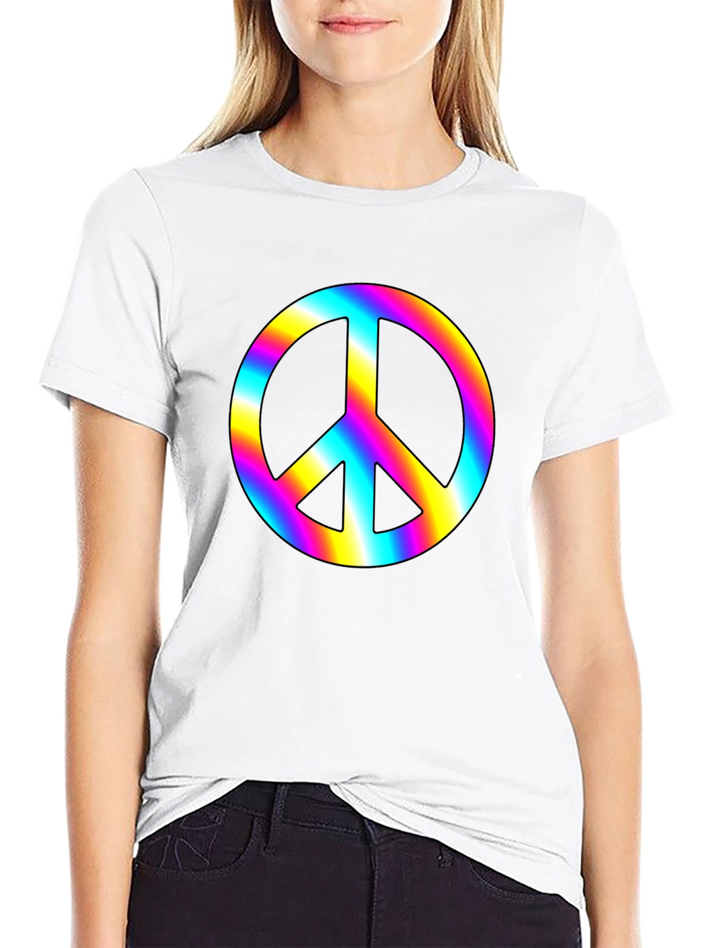 Rainbow Peace Sign Black T-Shirt