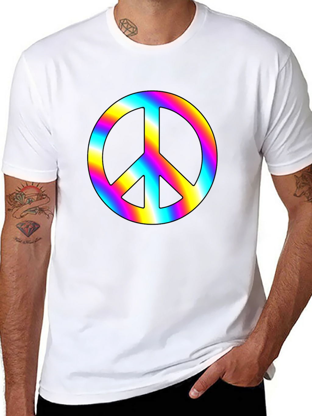 Rainbow Peace Sign Black T-Shirt