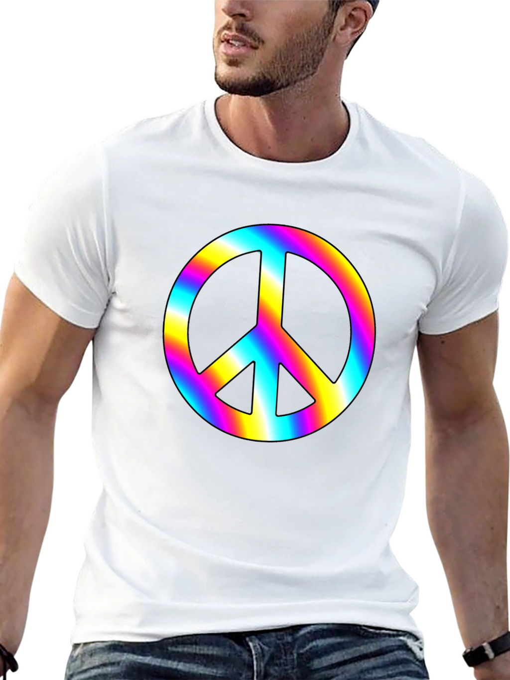 Rainbow Peace Sign Black T-Shirt
