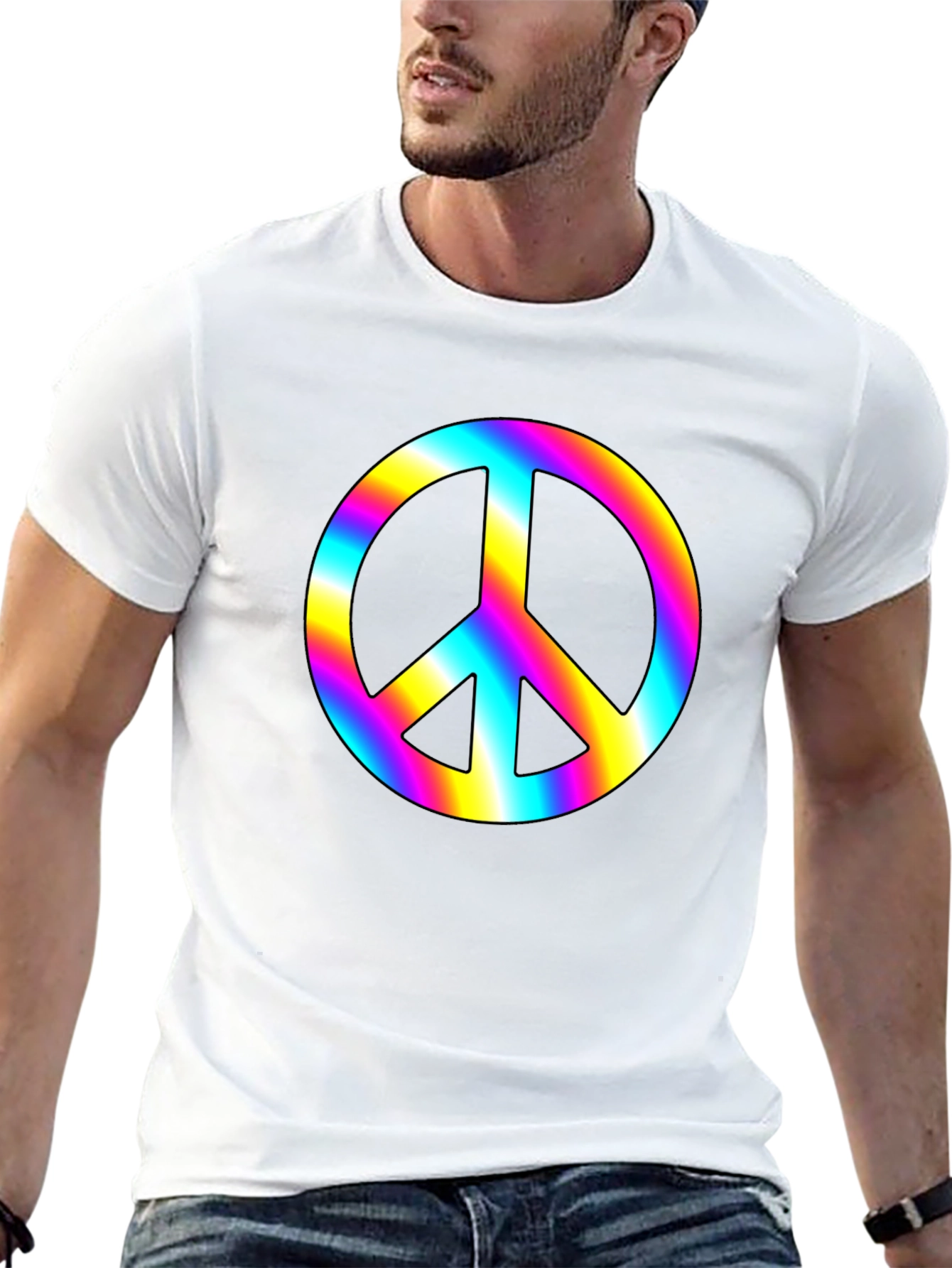 Rainbow Peace Sign Black T-Shirt