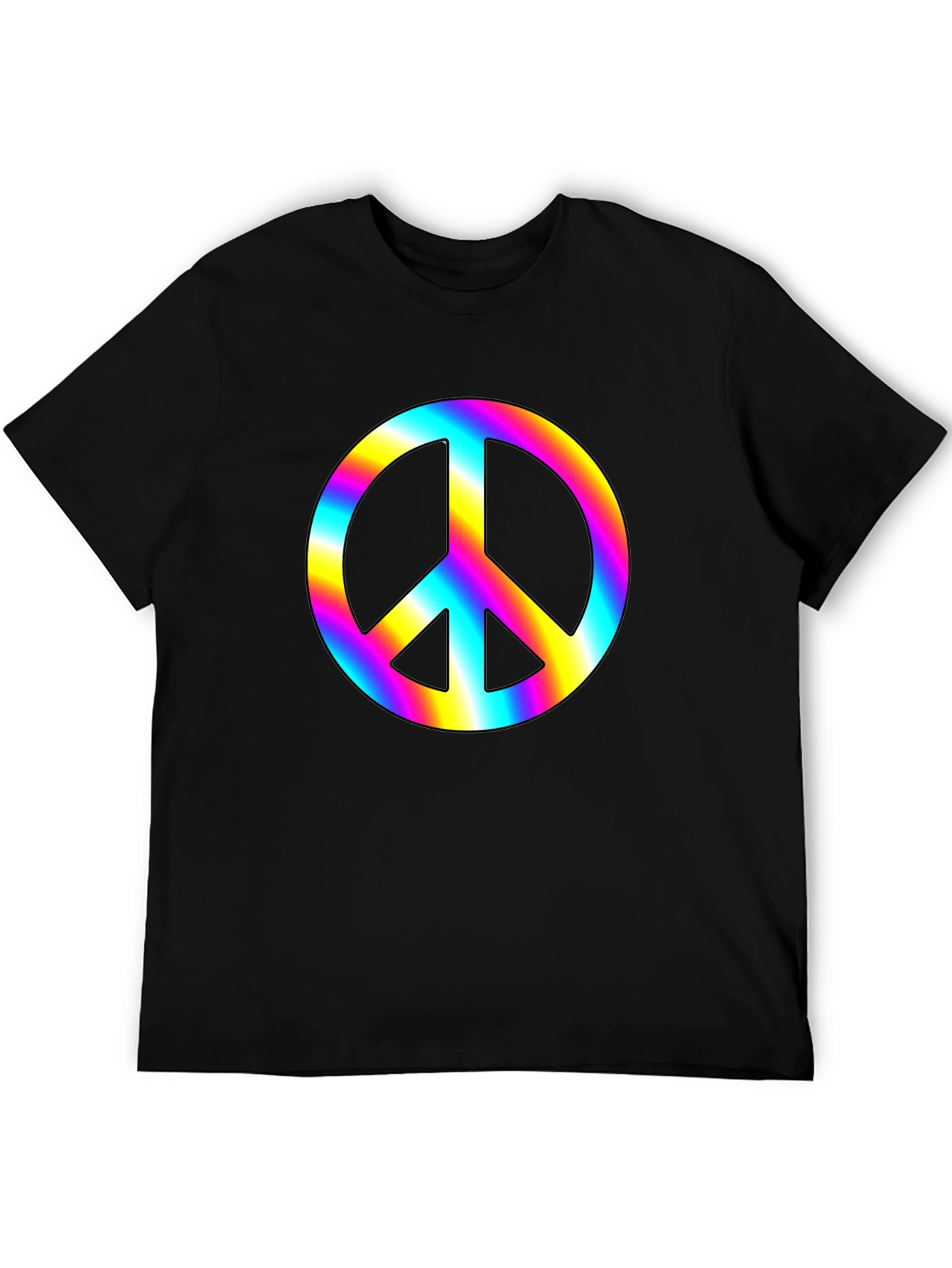 Rainbow Peace Sign Black T-Shirt
