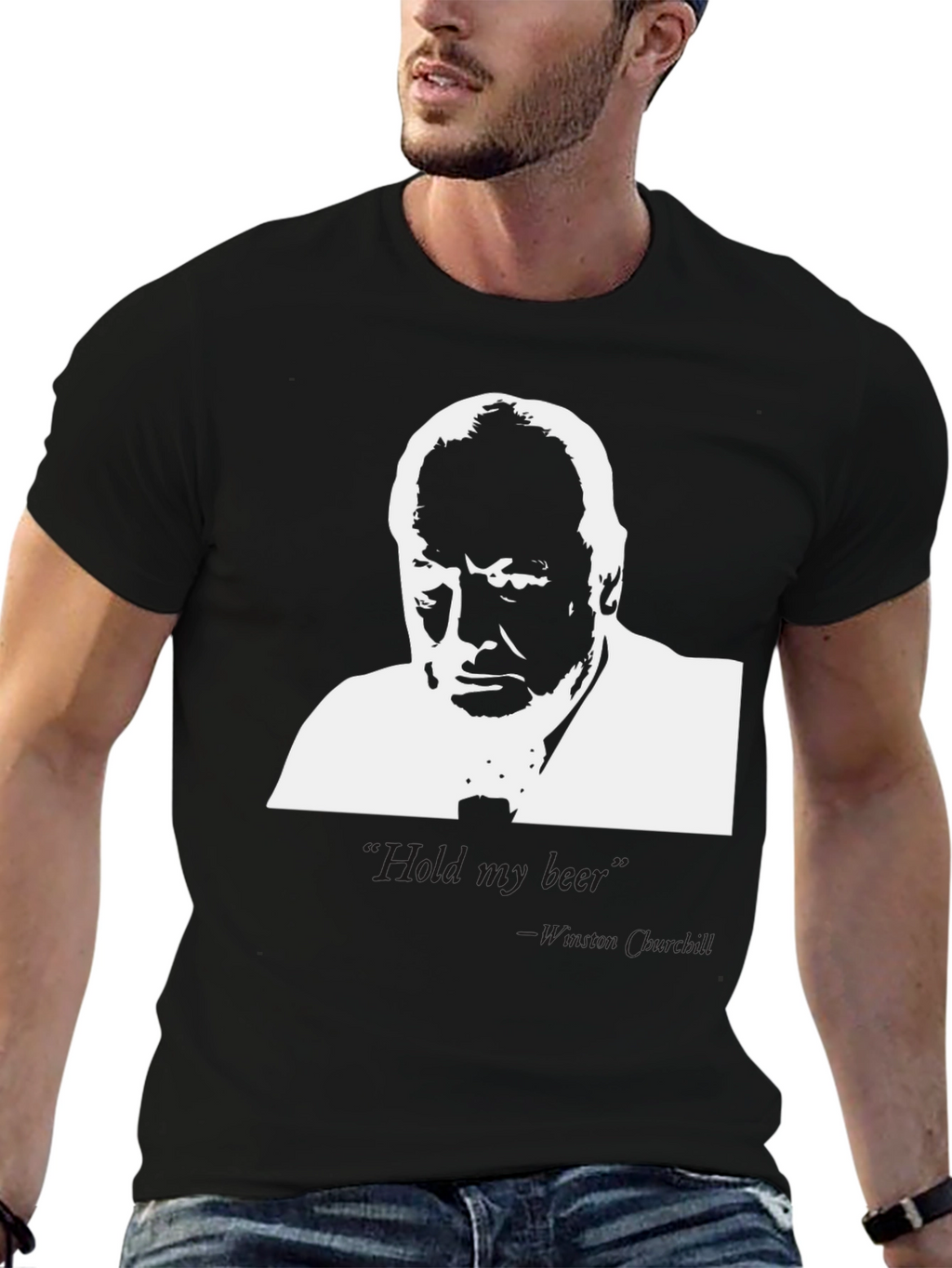 Winston Churchill Beer Quote T-Shirt - Black