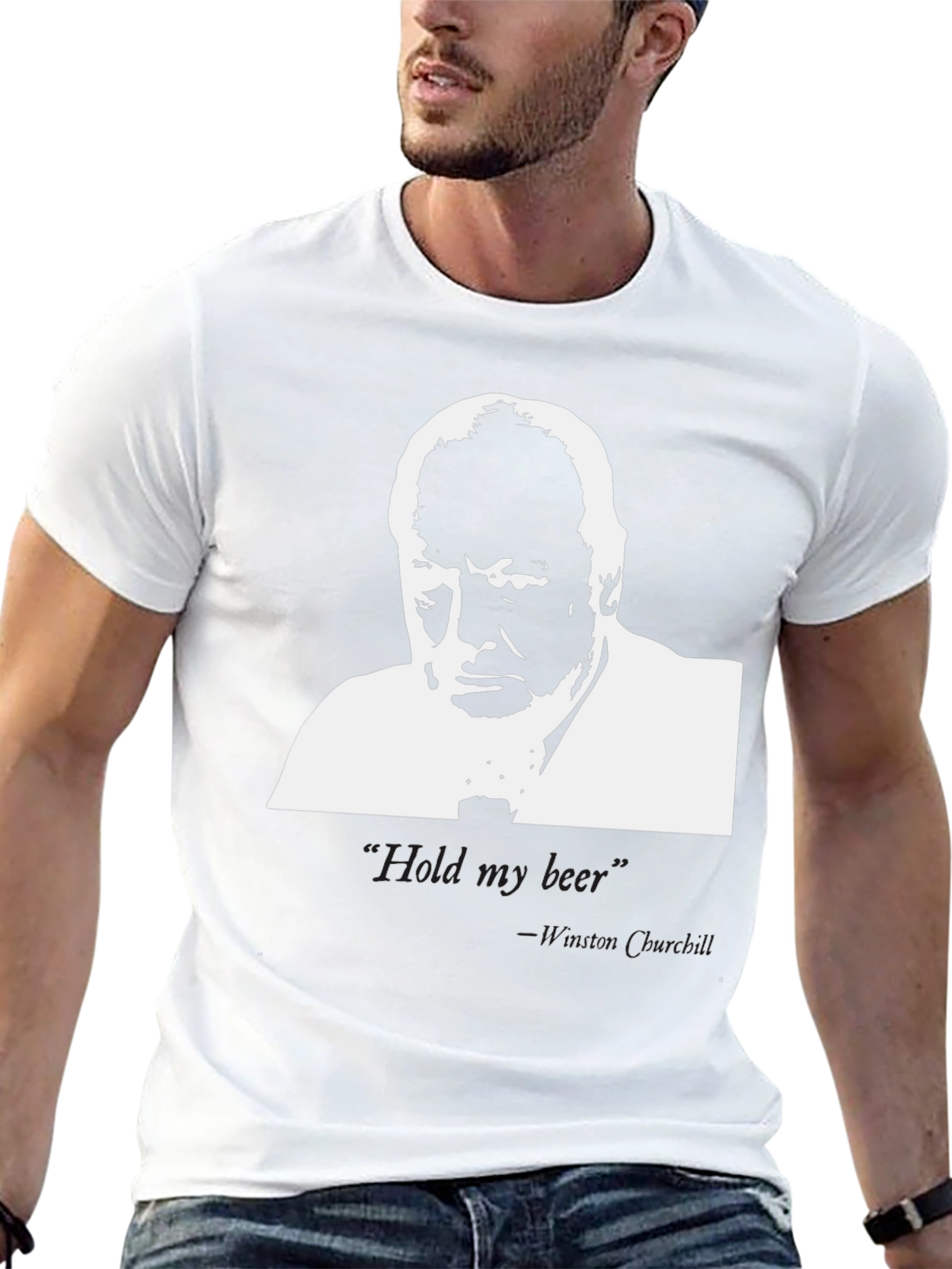 Winston Churchill Beer Quote T-Shirt - Black
