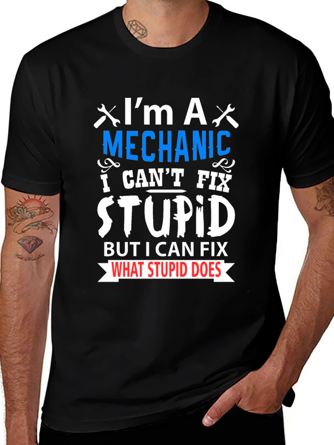 Mechanic Fix Stupid Funny T-Shirt