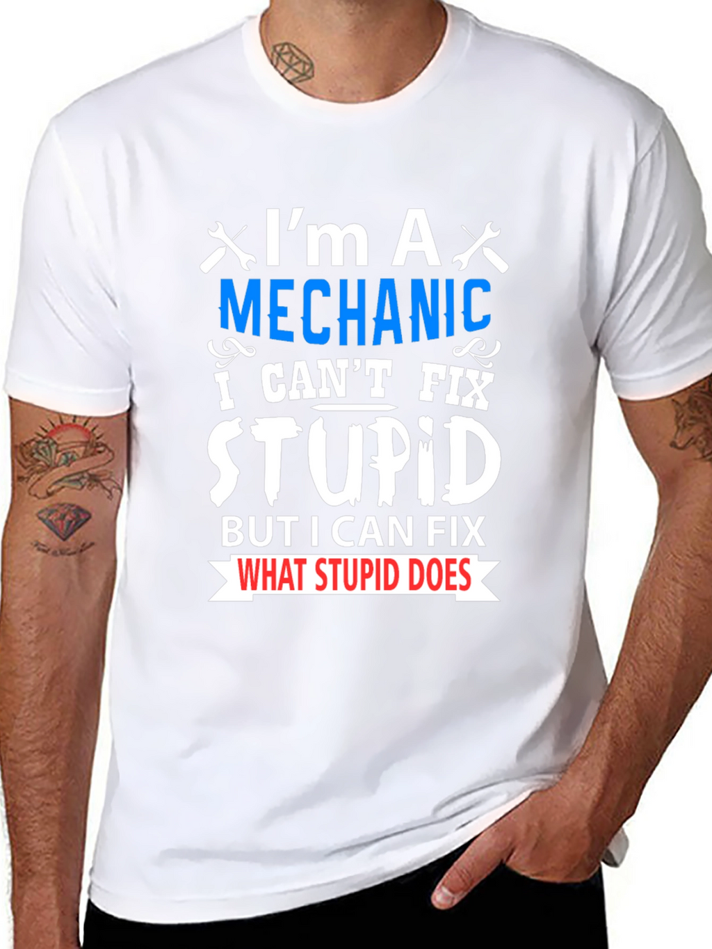 Mechanic Fix Stupid Funny T-Shirt