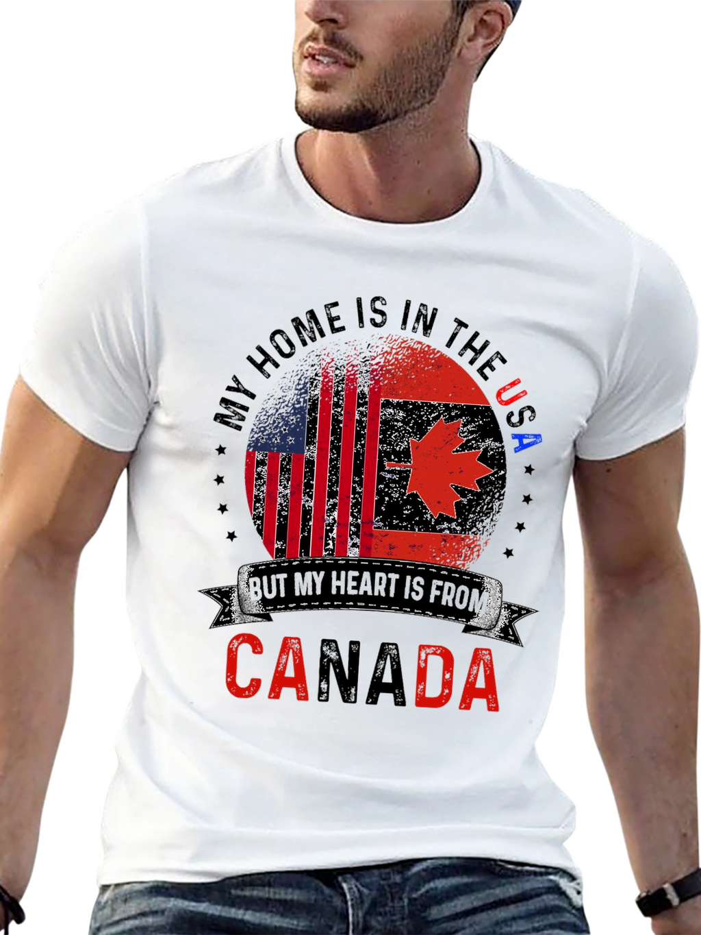 USA/Canada Flag Graphic Tee