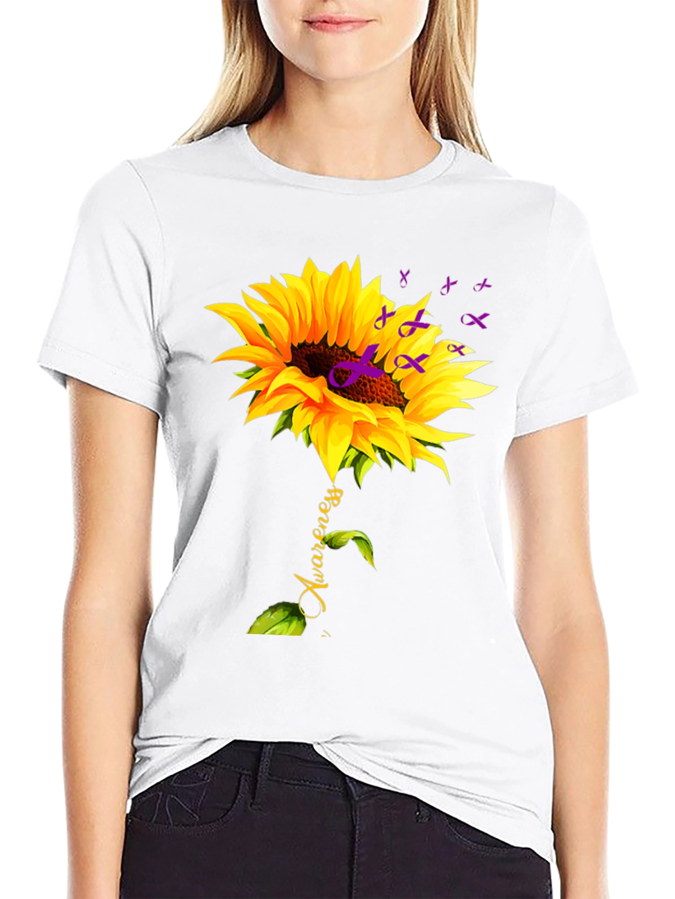 Sunflower Awareness Ribbon Graphic Tee