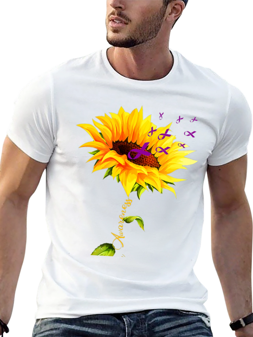 Sunflower Awareness Ribbon Graphic Tee