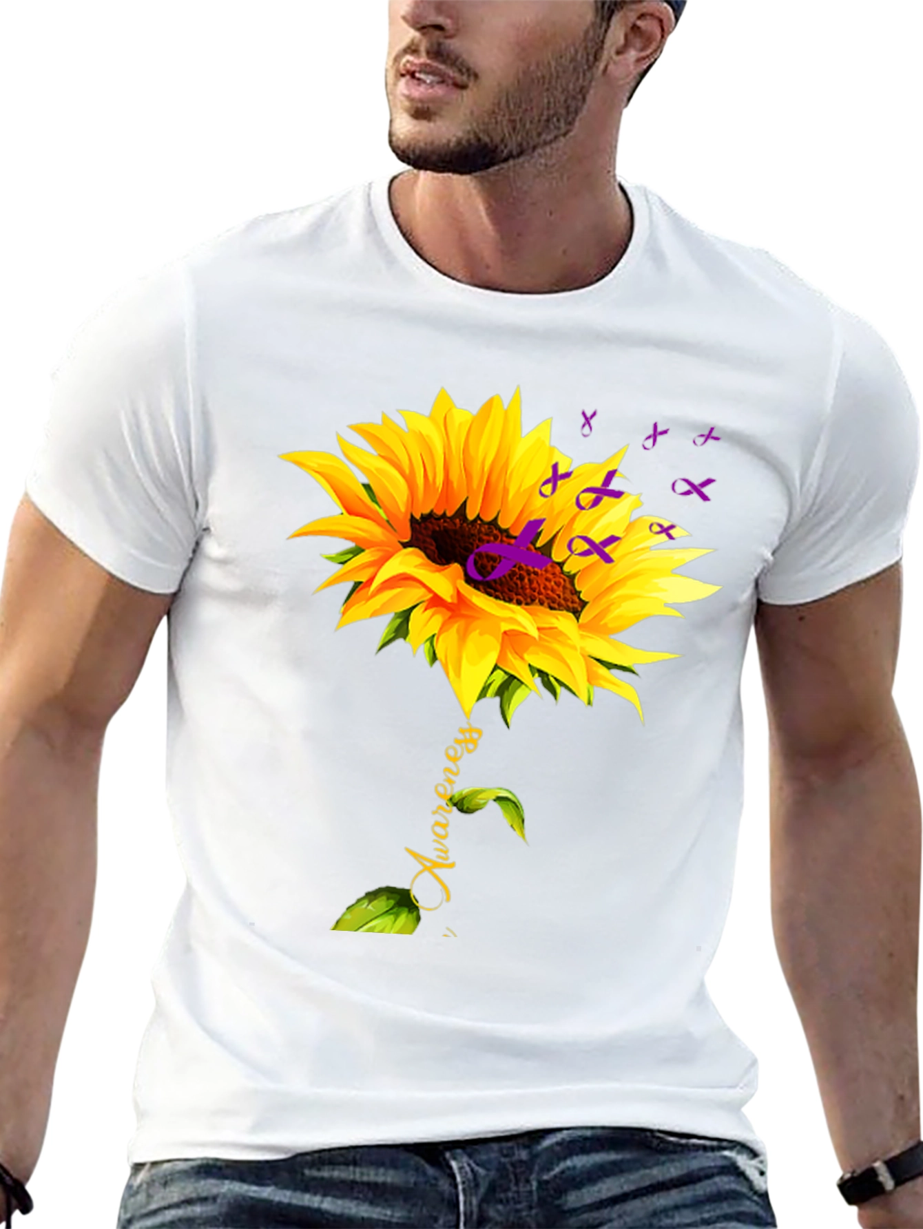 Sunflower Awareness Ribbon Graphic Tee