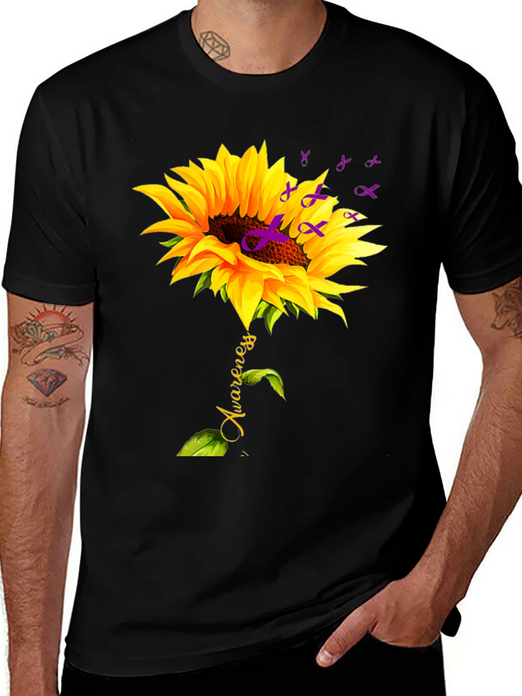 Sunflower Awareness Ribbon Graphic Tee