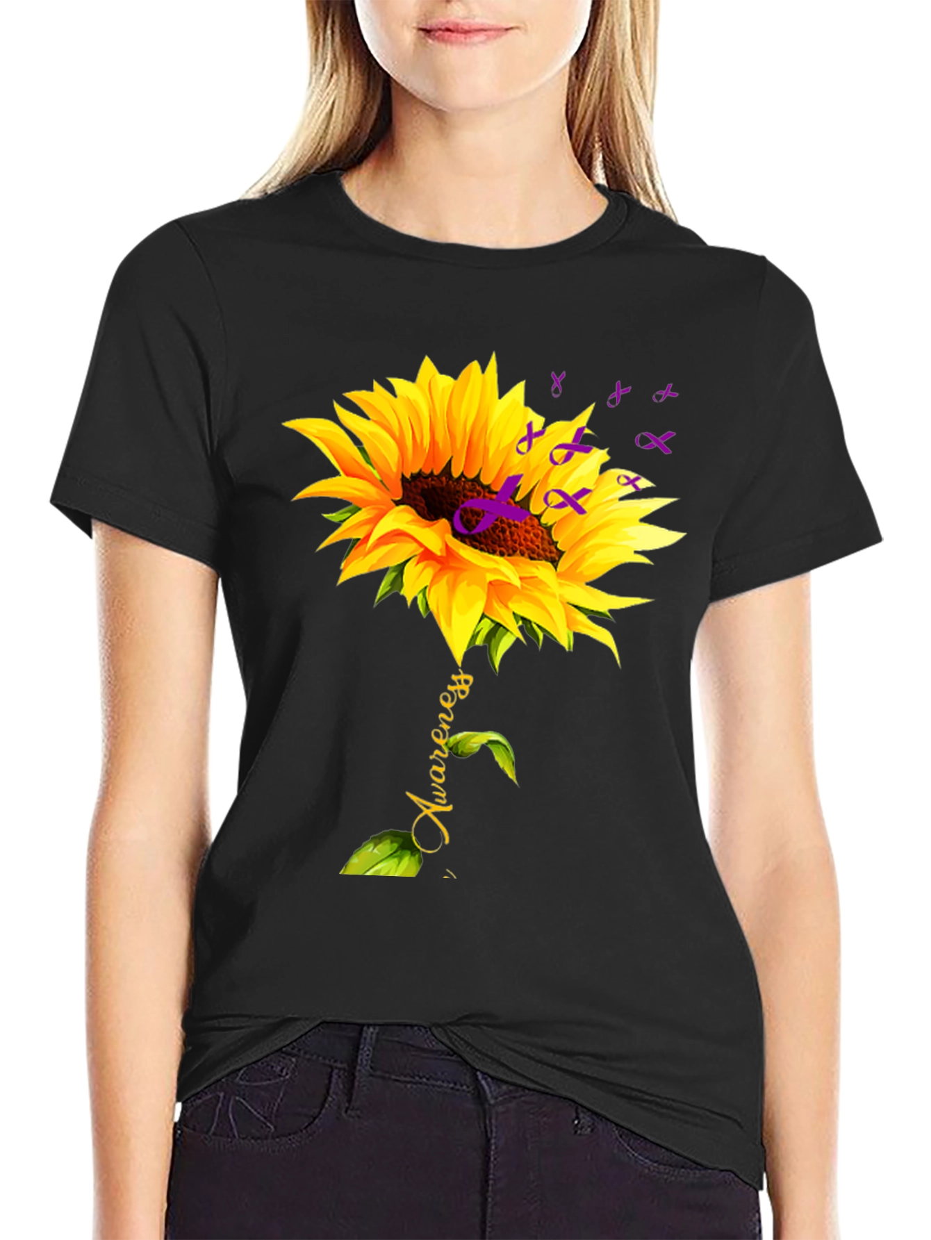 Sunflower Awareness Ribbon Graphic Tee