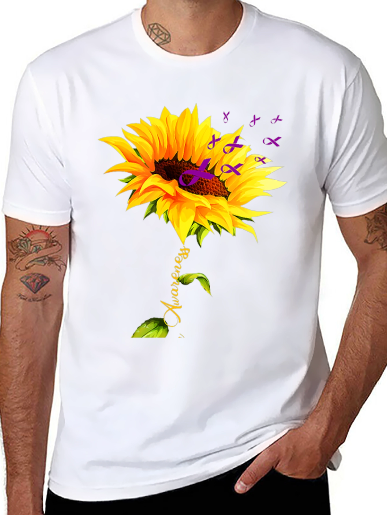 Sunflower Awareness Ribbon Graphic Tee