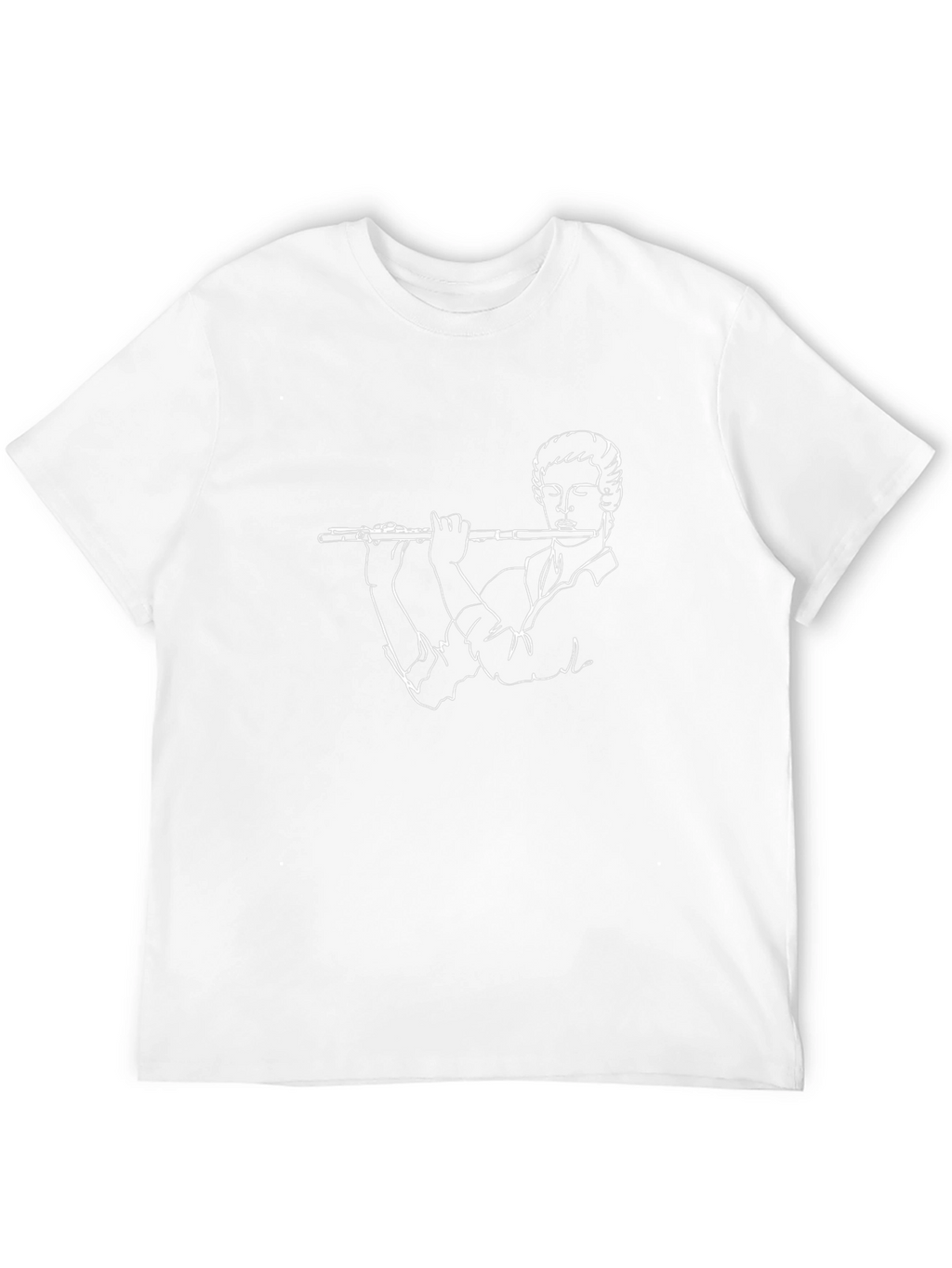 Flute Player Graphic Tee - Black Casual T-Shirt