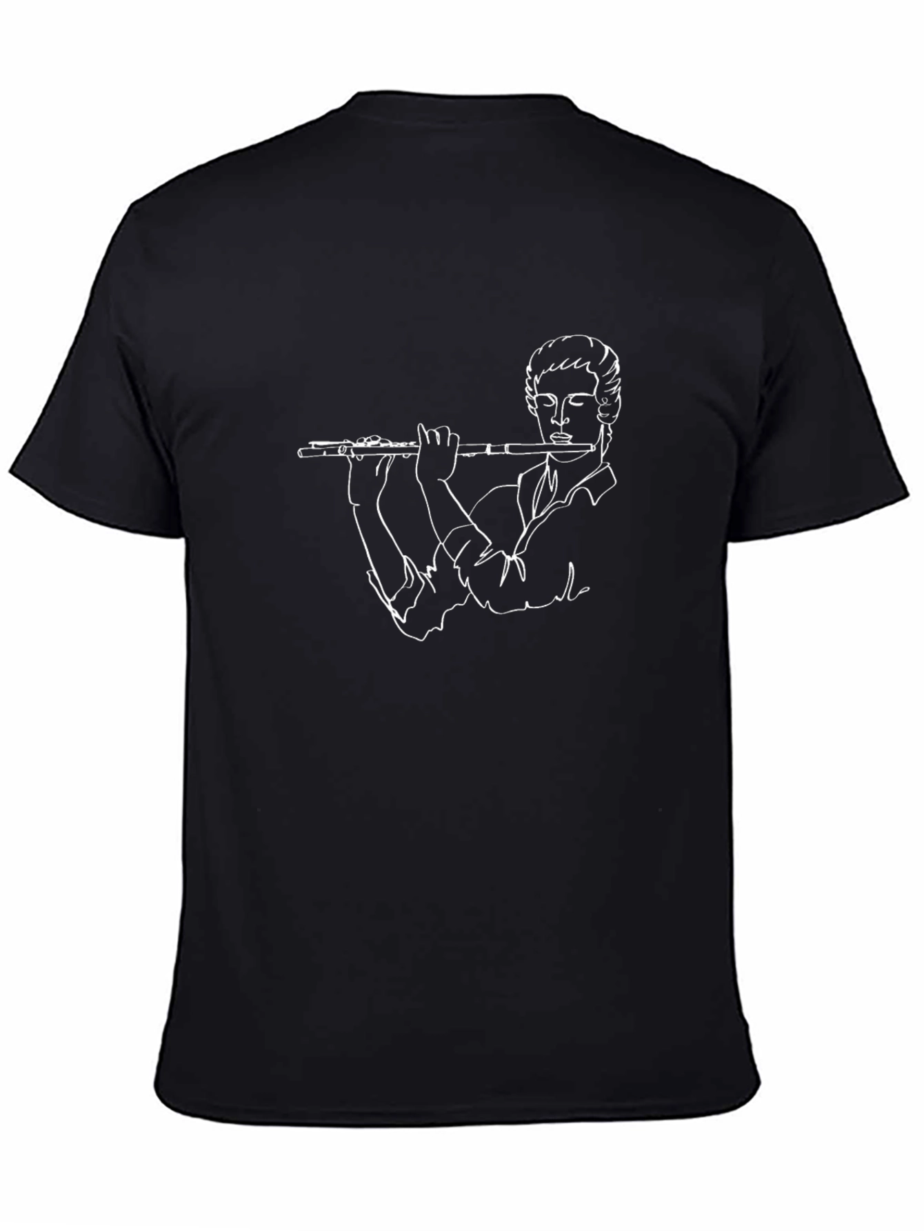 Flute Player Graphic Tee - Black Casual T-Shirt