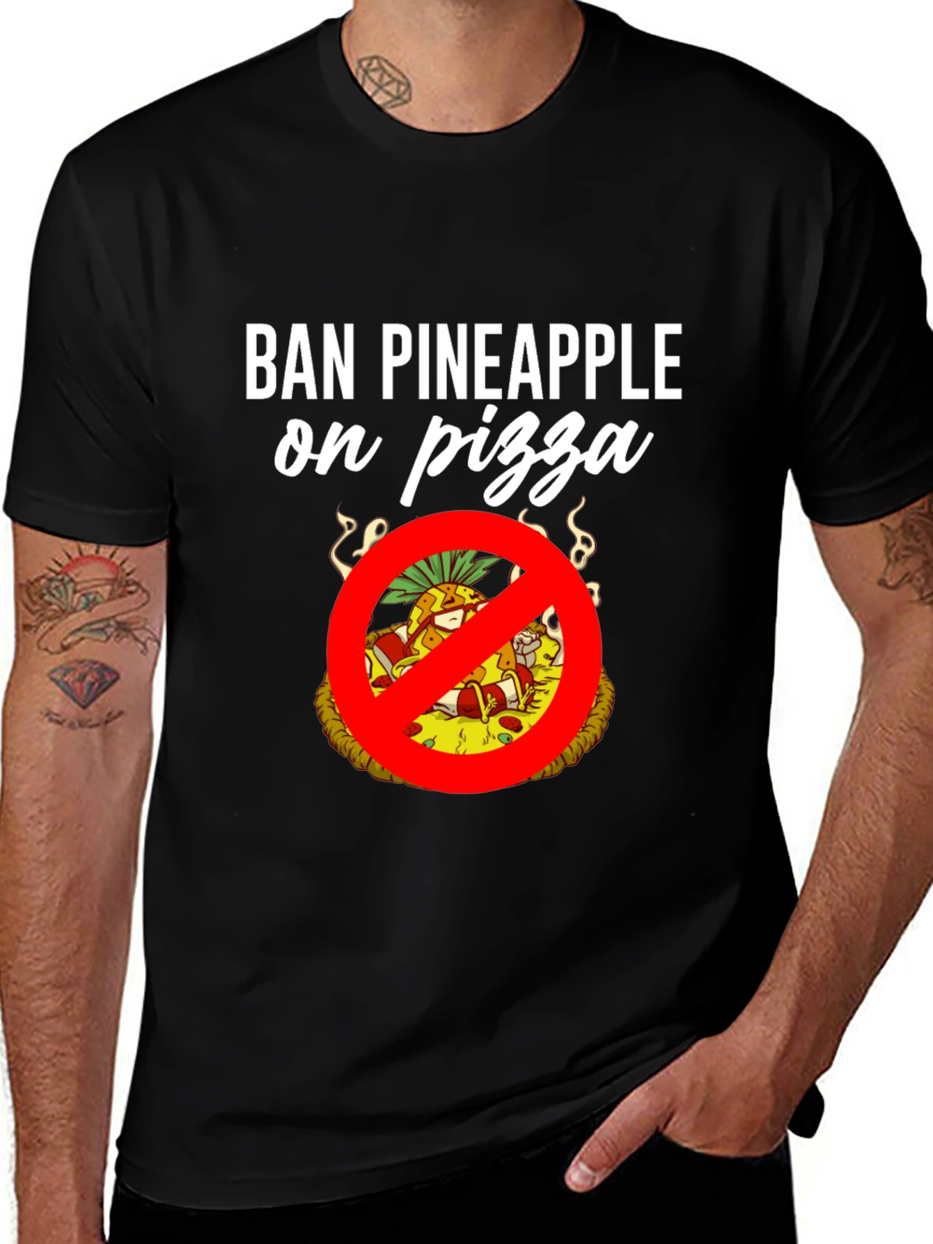 Ban Pineapple on Pizza Graphic T-Shirt