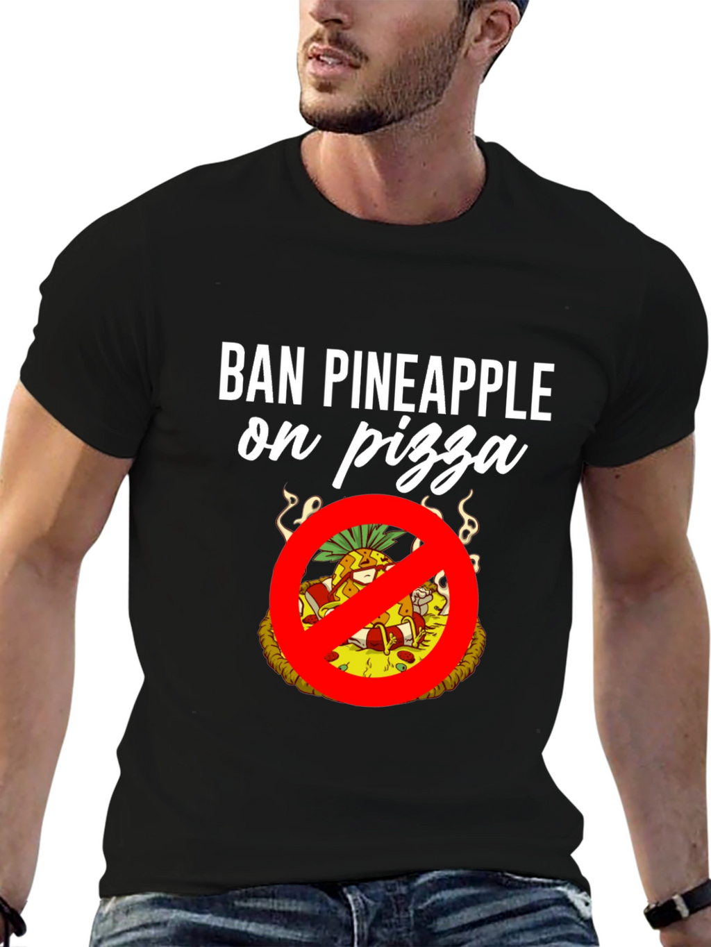 Ban Pineapple on Pizza Graphic T-Shirt