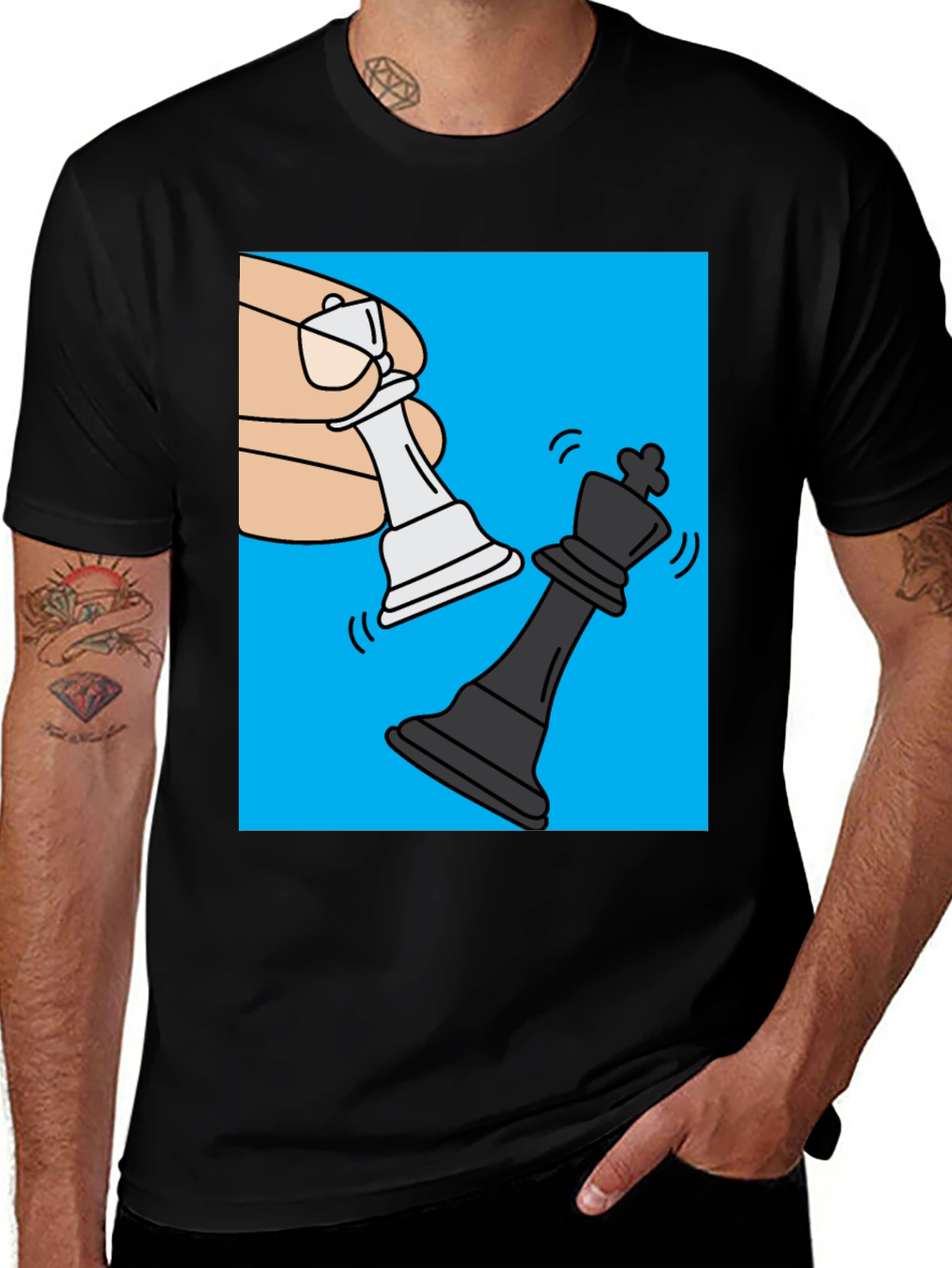 Chess Mate Graphic Tee - Black Cotton Shirt