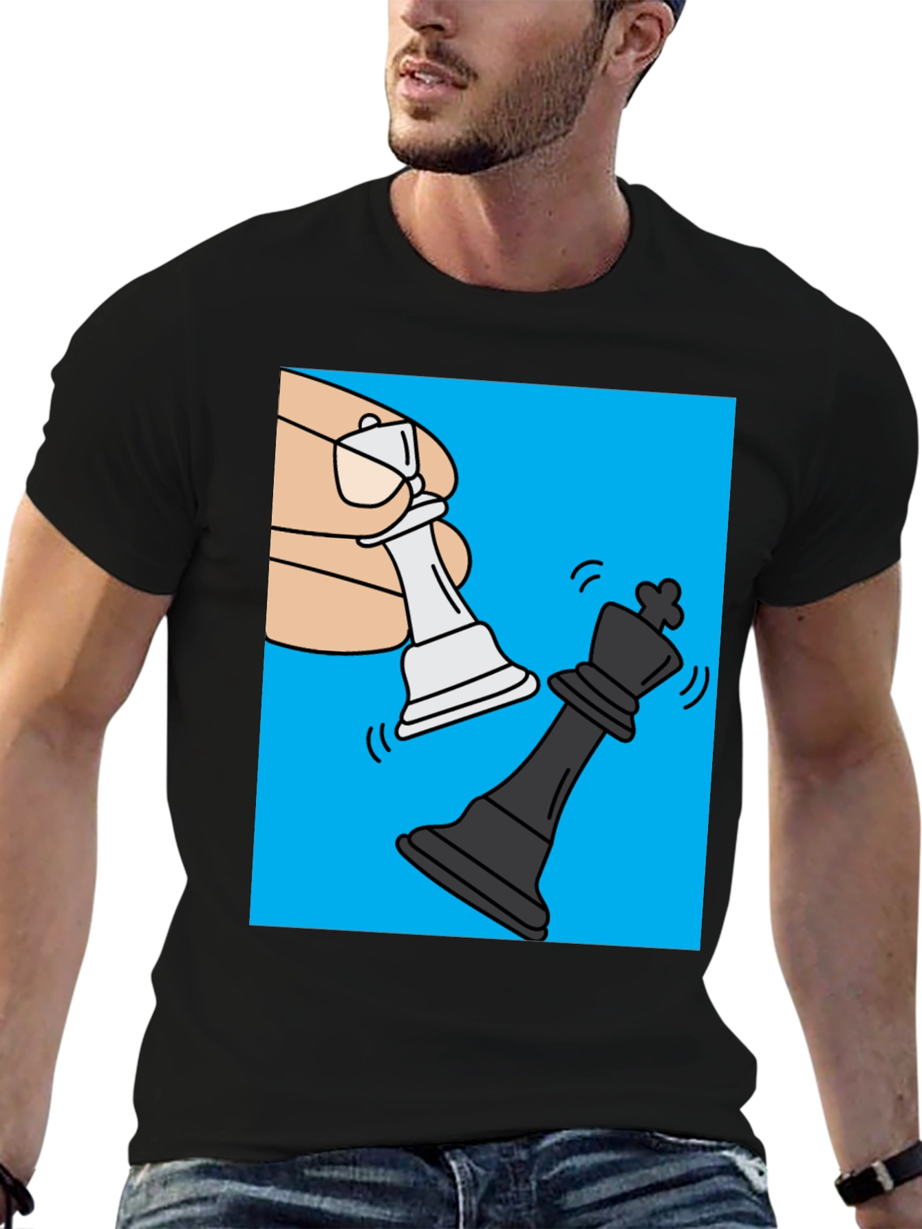 Chess Mate Graphic Tee - Black Cotton Shirt