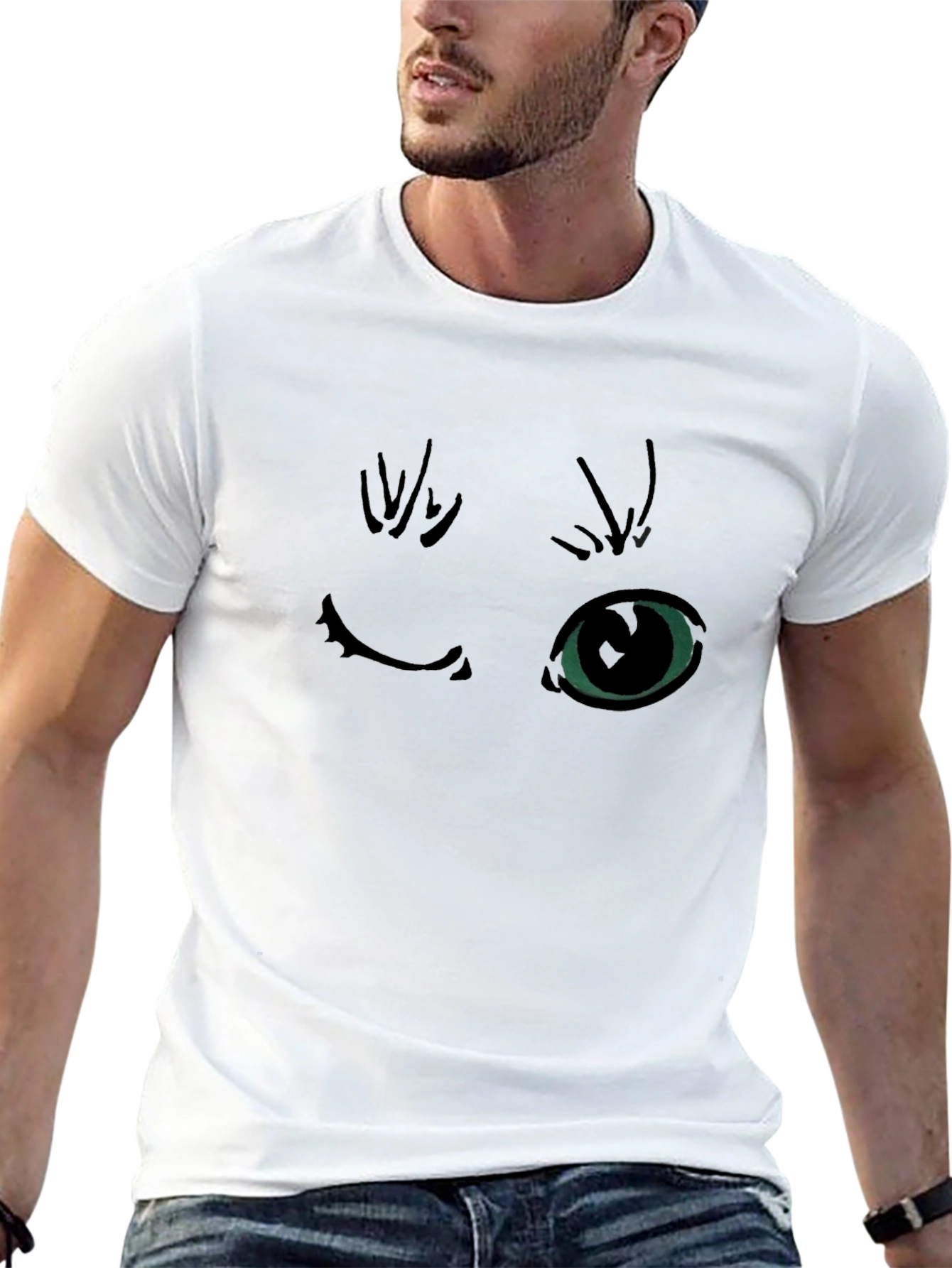 Winking Cat Graphic Black T-Shirt