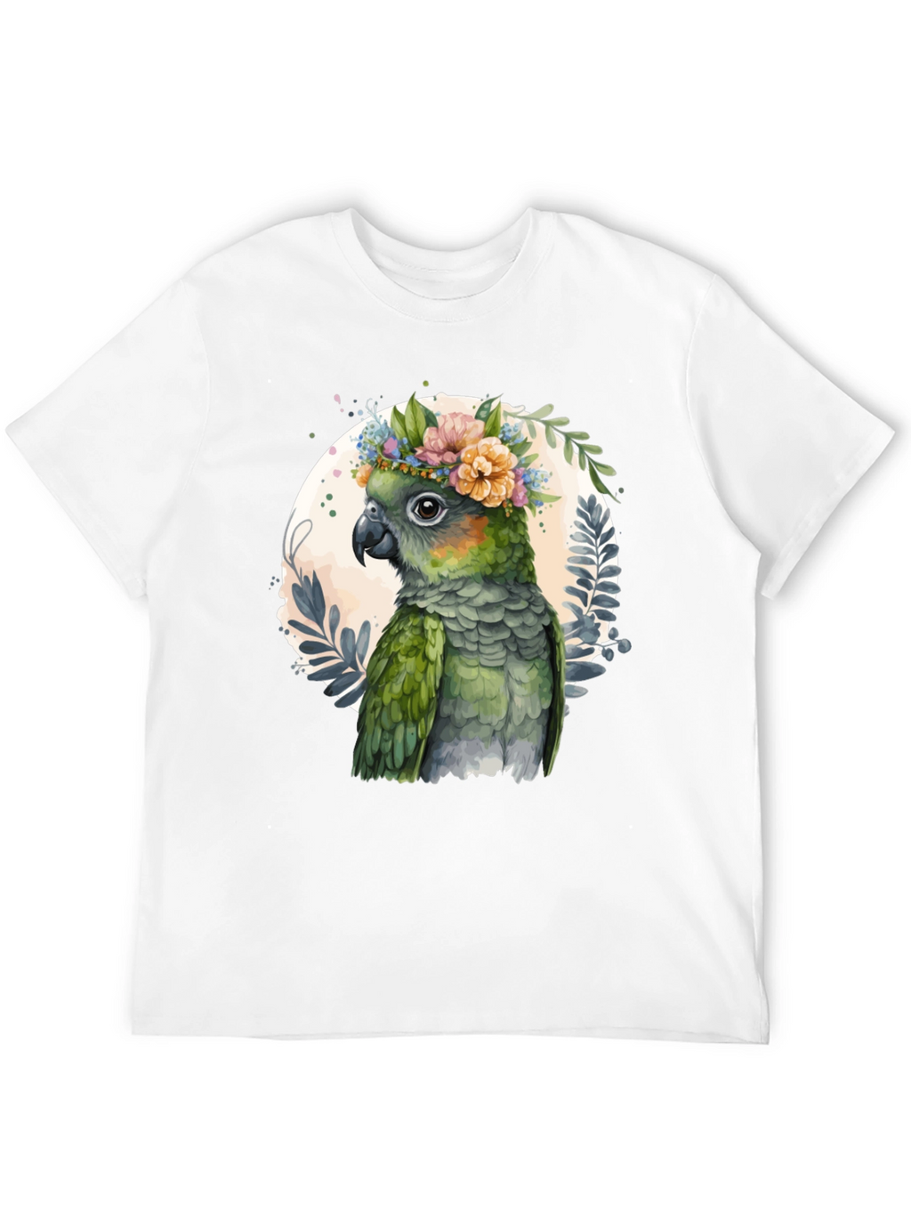 Parrot Floral Wreath Graphic Tee