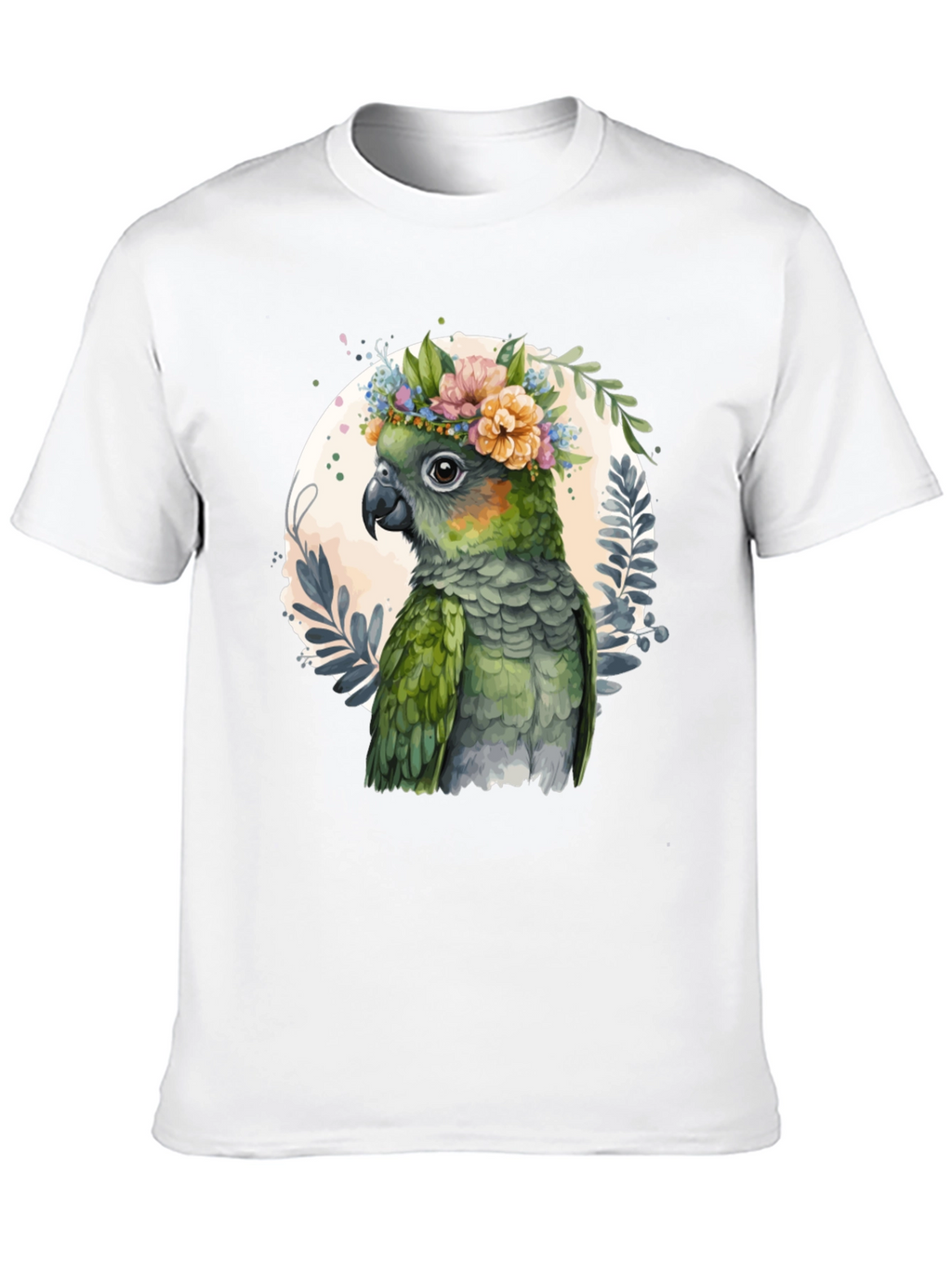 Parrot Floral Wreath Graphic Tee