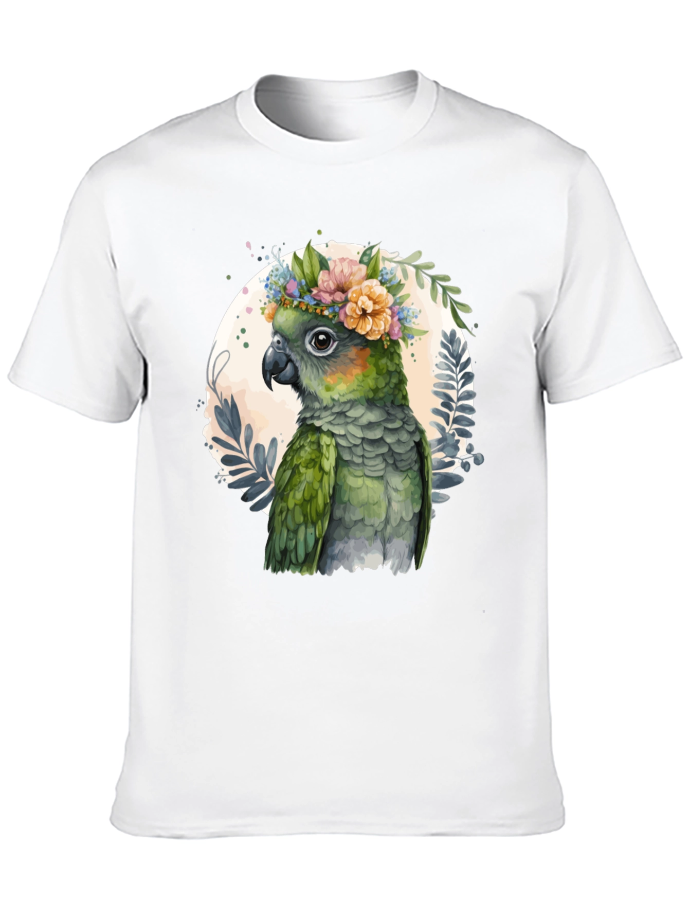 Parrot Floral Wreath Graphic Tee