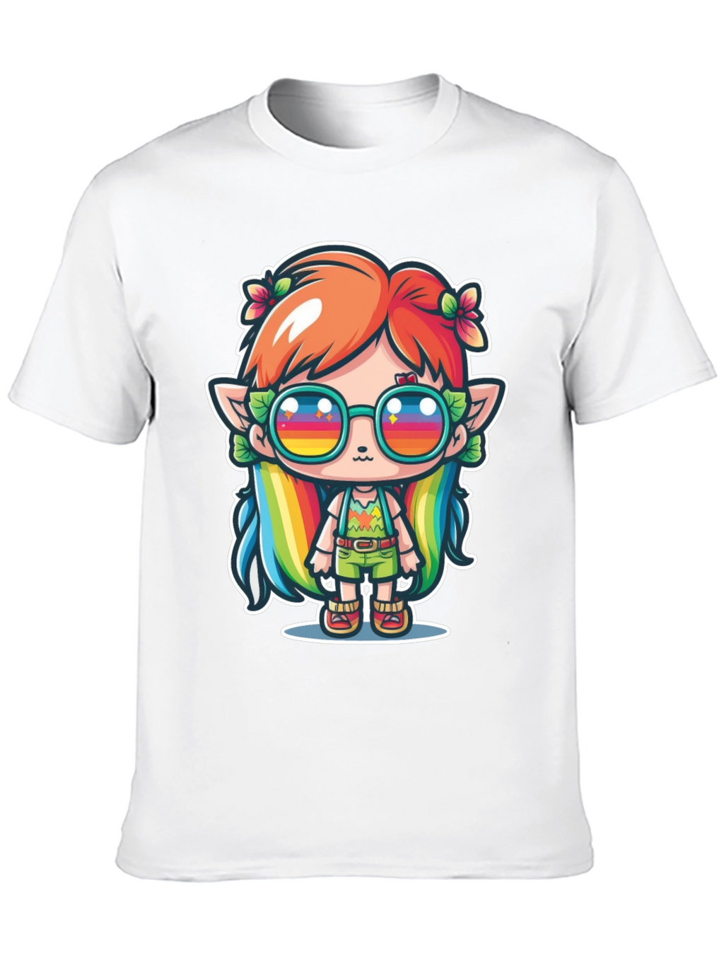 Kawaii Elf T-Shirt - Rainbow Hippie Design