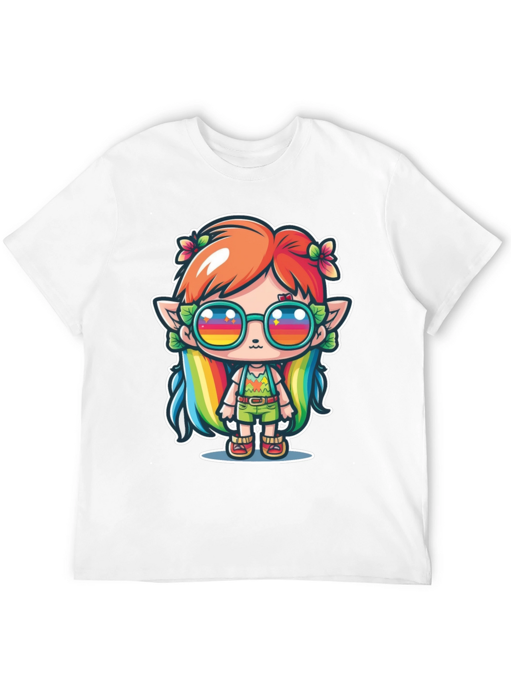 Kawaii Elf T-Shirt - Rainbow Hippie Design