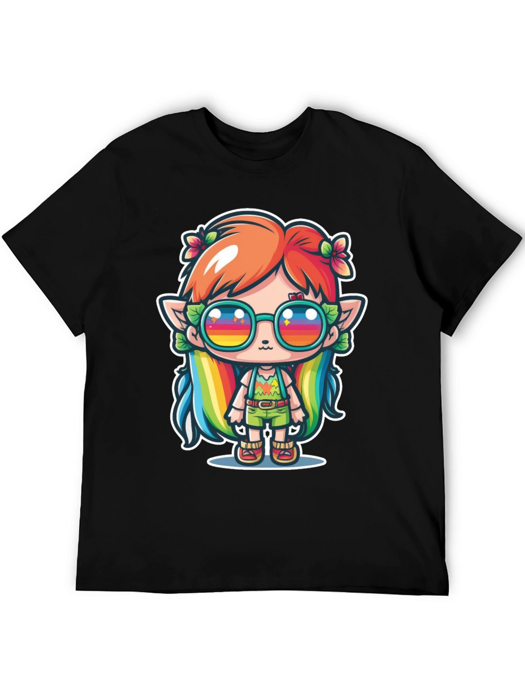 Kawaii Elf T-Shirt - Rainbow Hippie Design