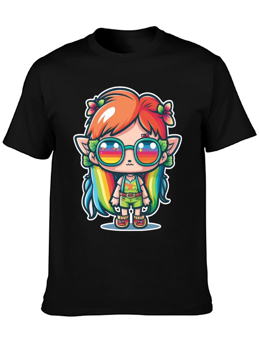 Kawaii Elf T-Shirt - Rainbow Hippie Design