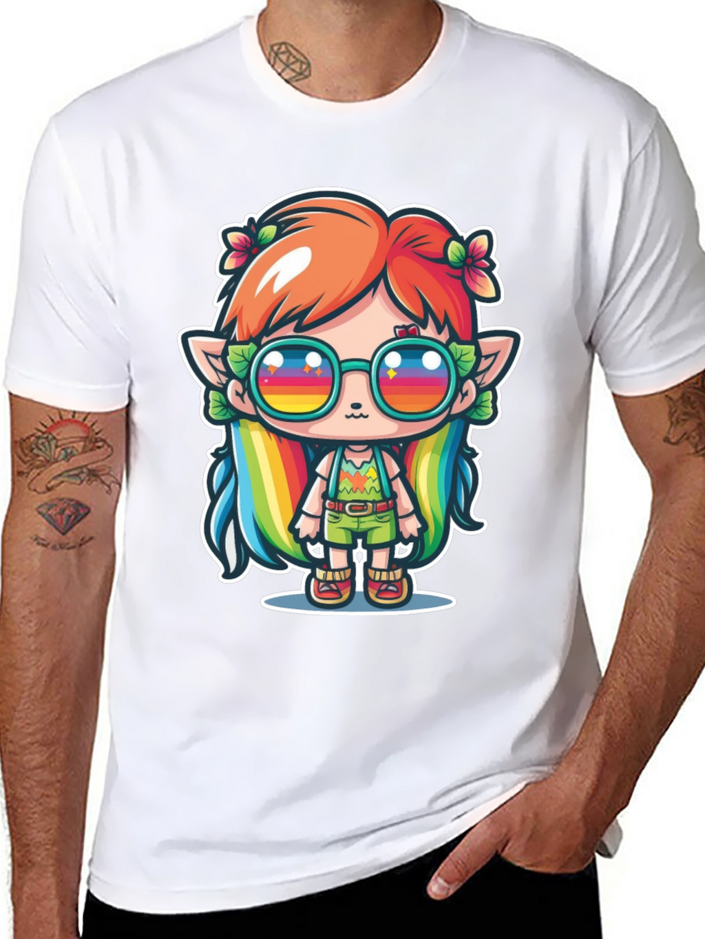 Kawaii Elf T-Shirt - Rainbow Hippie Design