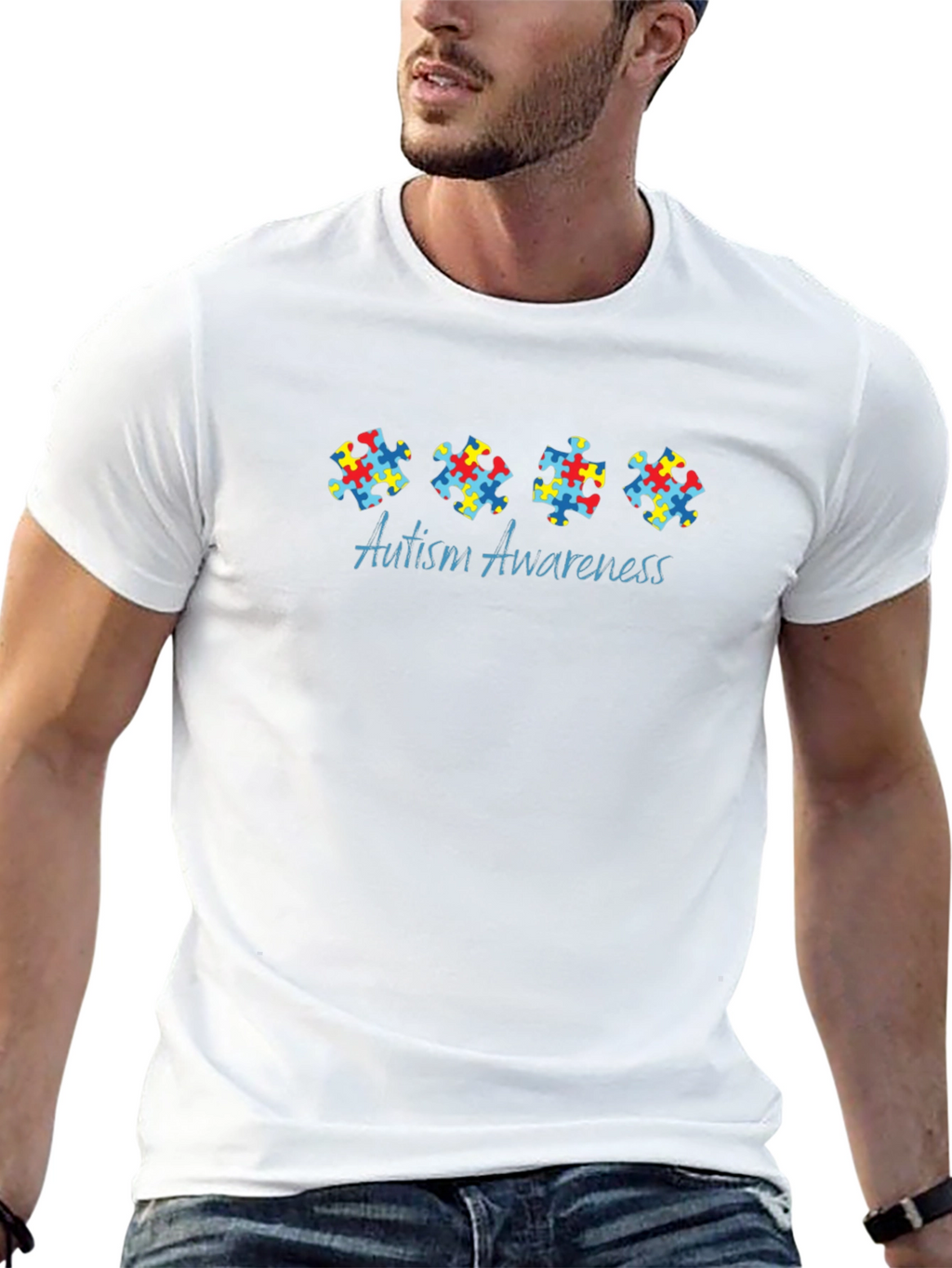 Autism Awareness Puzzle Piece T-Shirt - Black