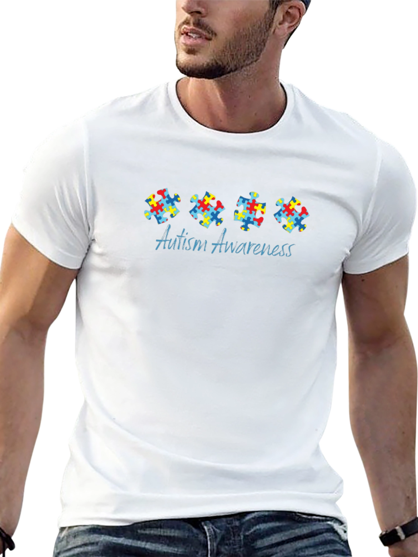 Autism Awareness Puzzle Piece T-Shirt - Black