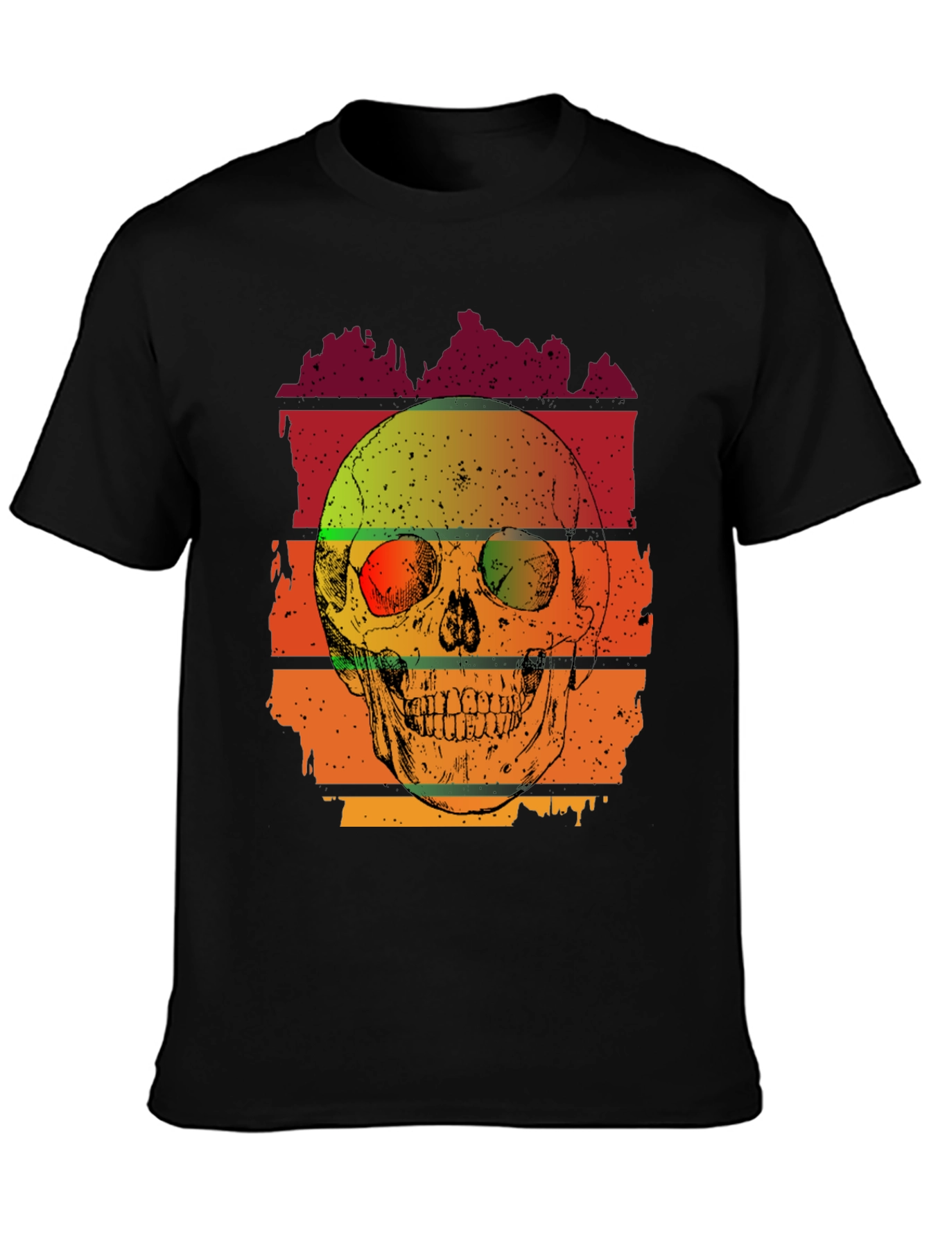 Retro Skull Graphic T-Shirt - Mens Black Tee