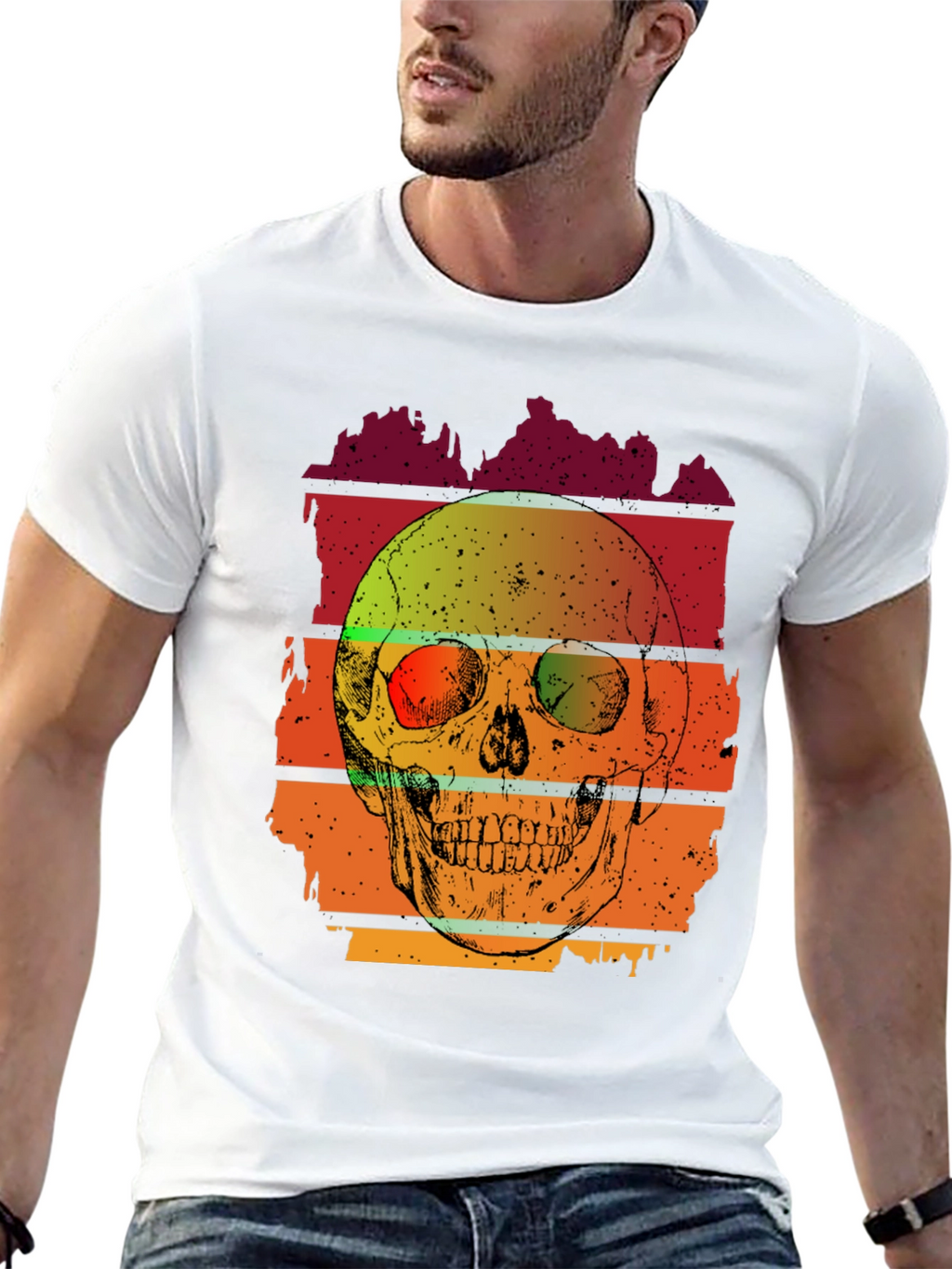 Retro Skull Graphic T-Shirt - Mens Black Tee