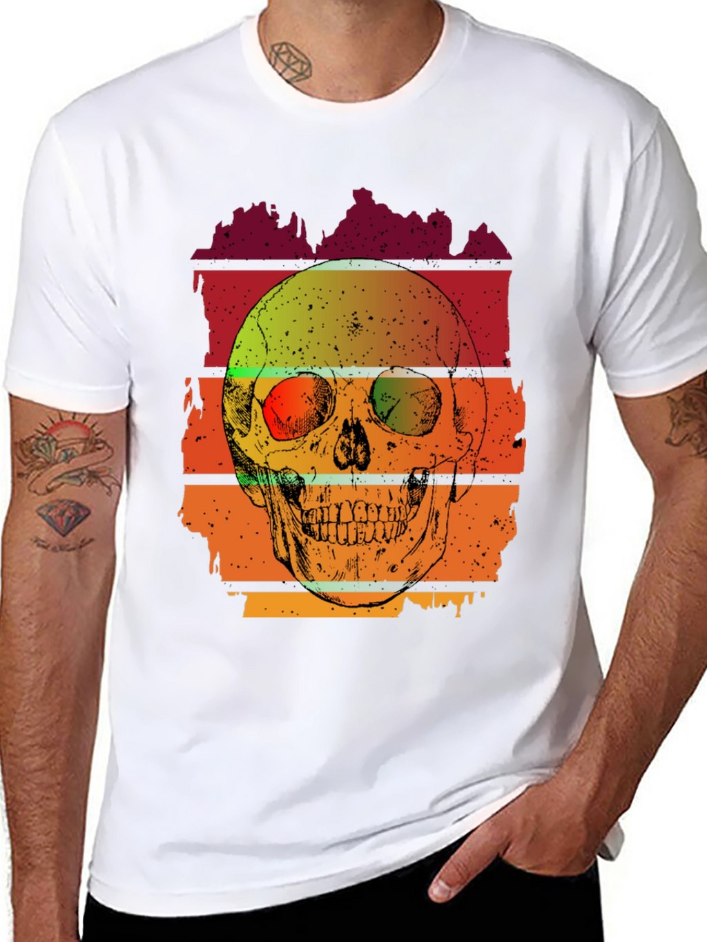 Retro Skull Graphic T-Shirt - Mens Black Tee