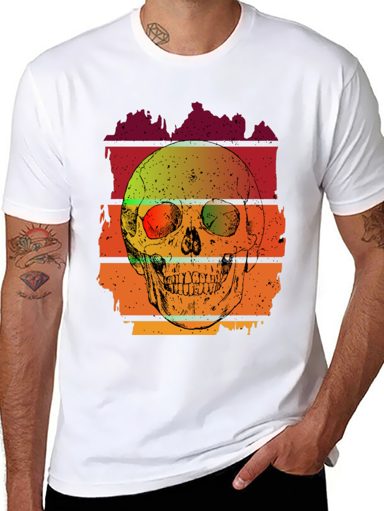 Retro Skull Graphic T-Shirt - Mens Black Tee