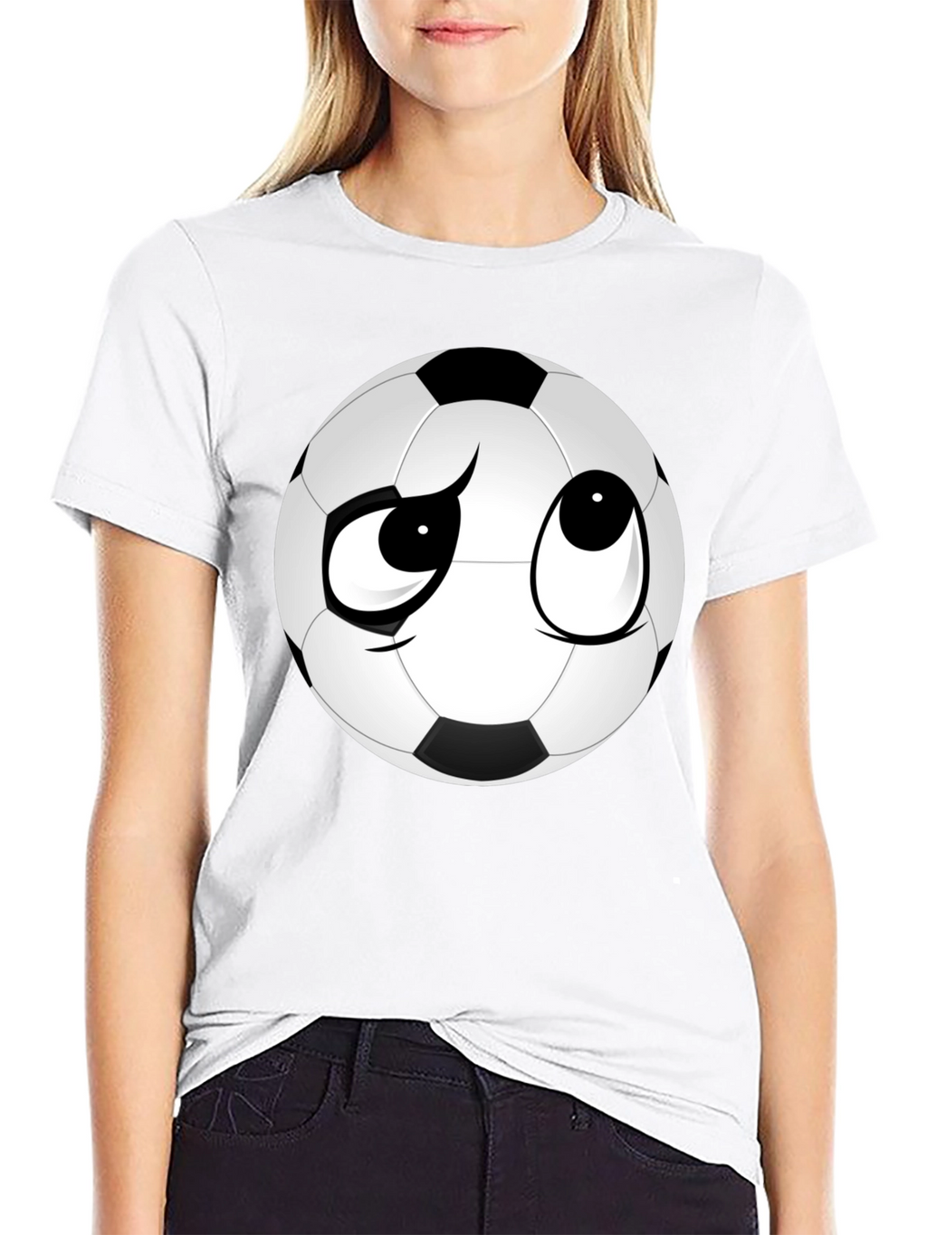 Soccer Ball Face Graphic Tee - Soft Black T-Shirt