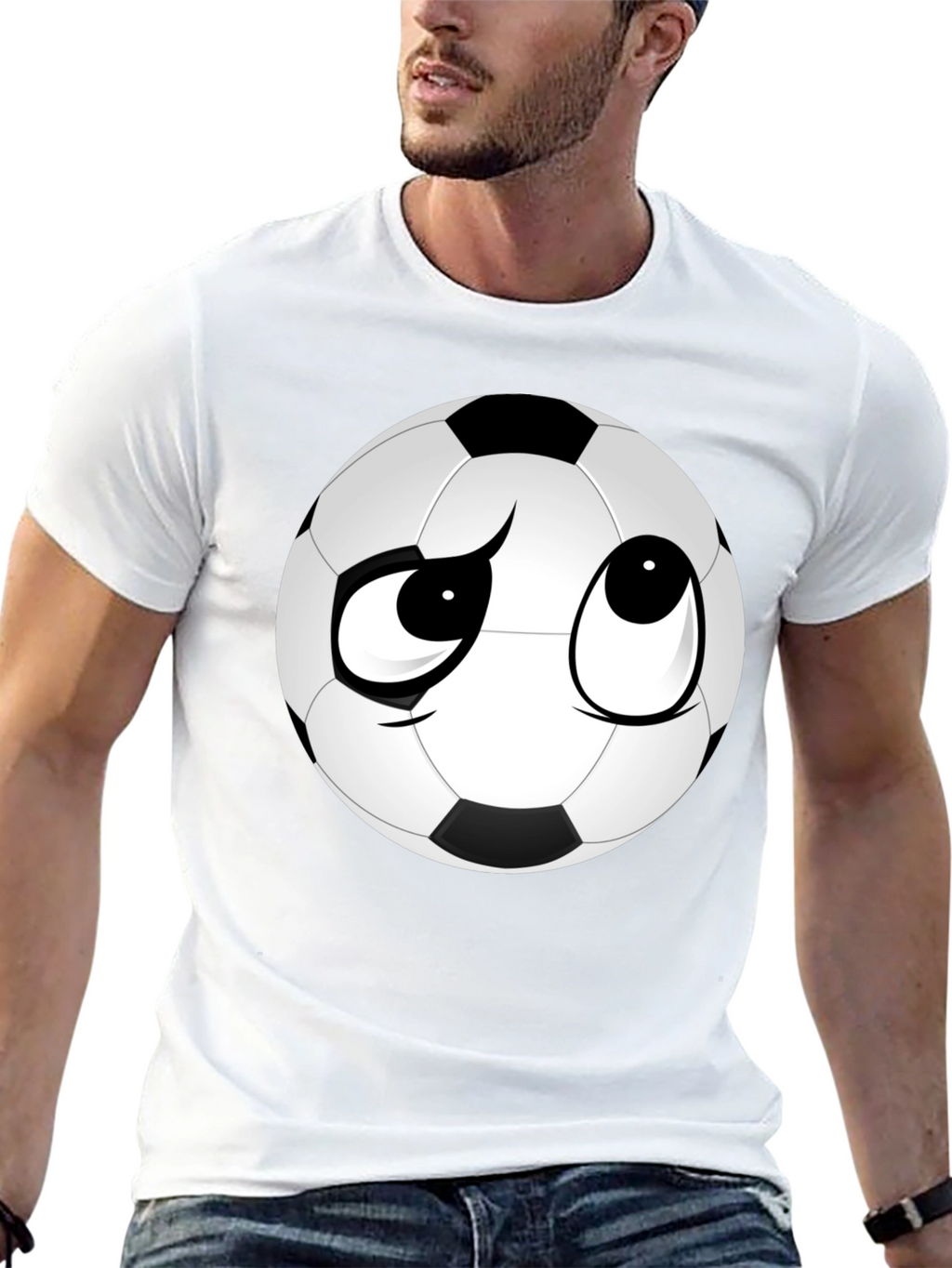 Soccer Ball Face Graphic Tee - Soft Black T-Shirt