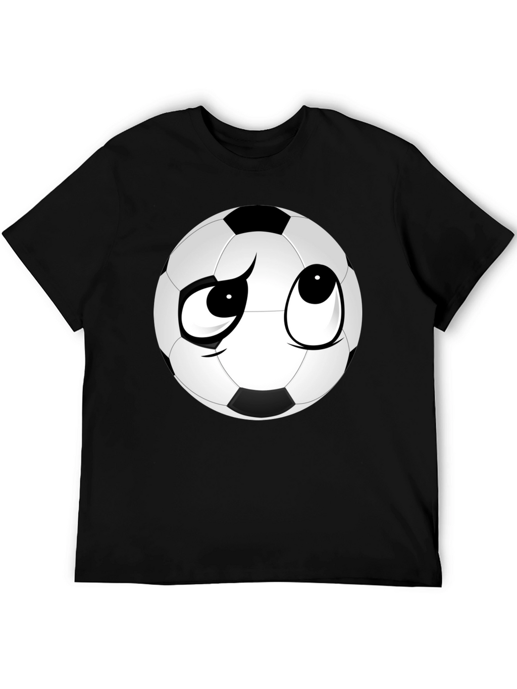 Soccer Ball Face Graphic Tee - Soft Black T-Shirt