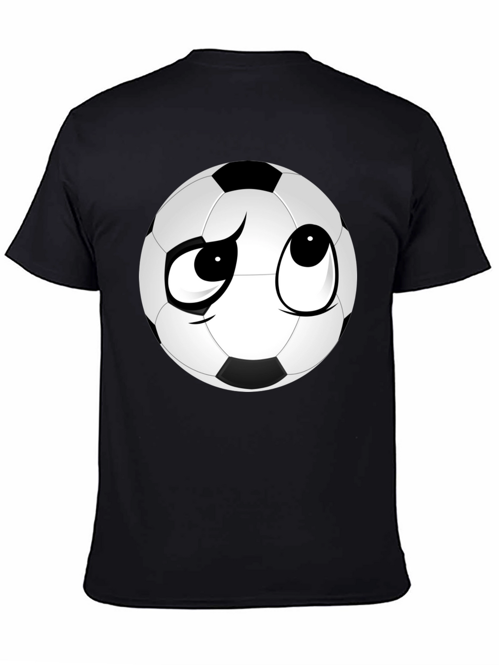 Soccer Ball Face Graphic Tee - Soft Black T-Shirt