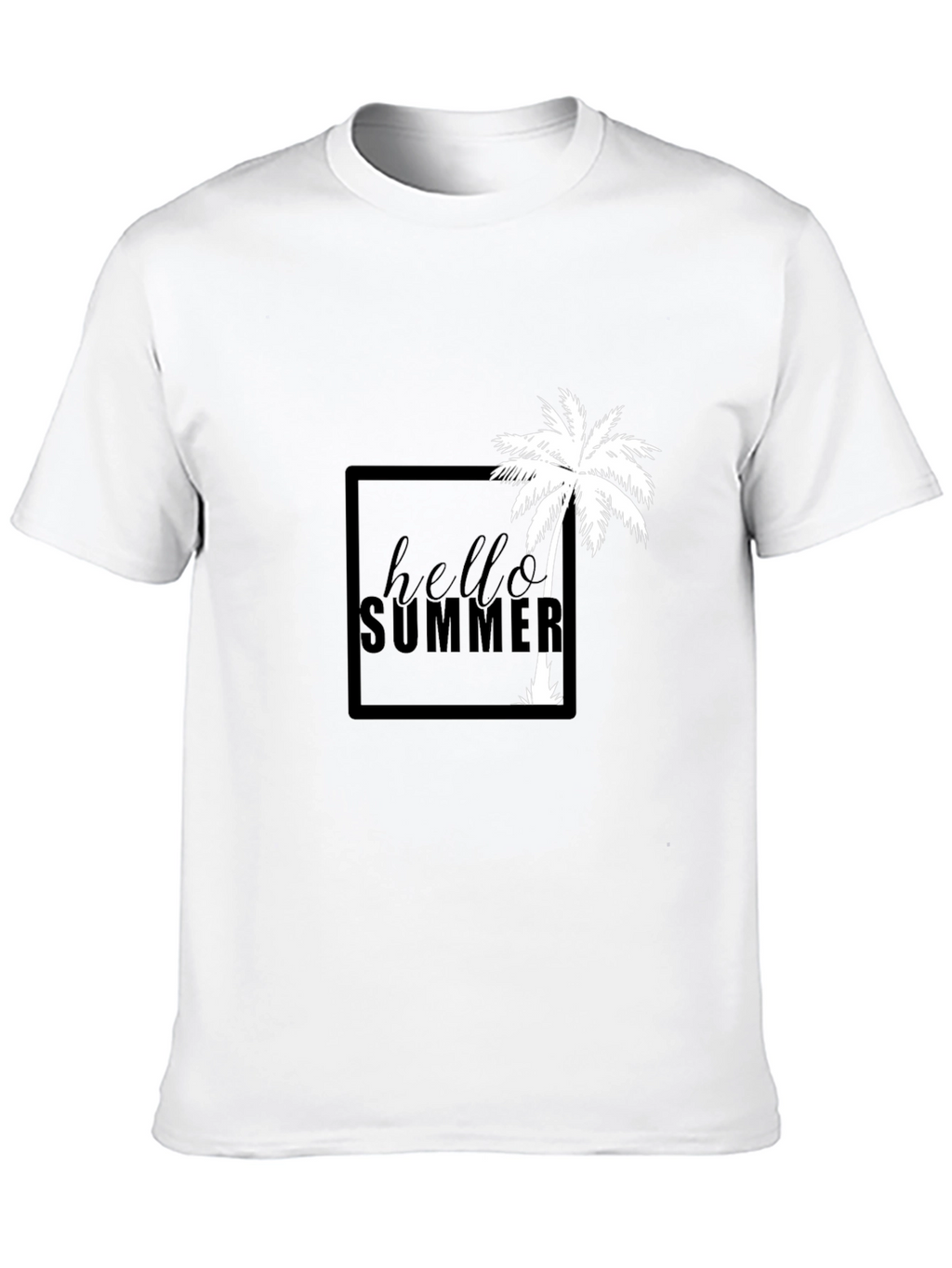 Hello Summer Palm Tree Graphic Tee - Black