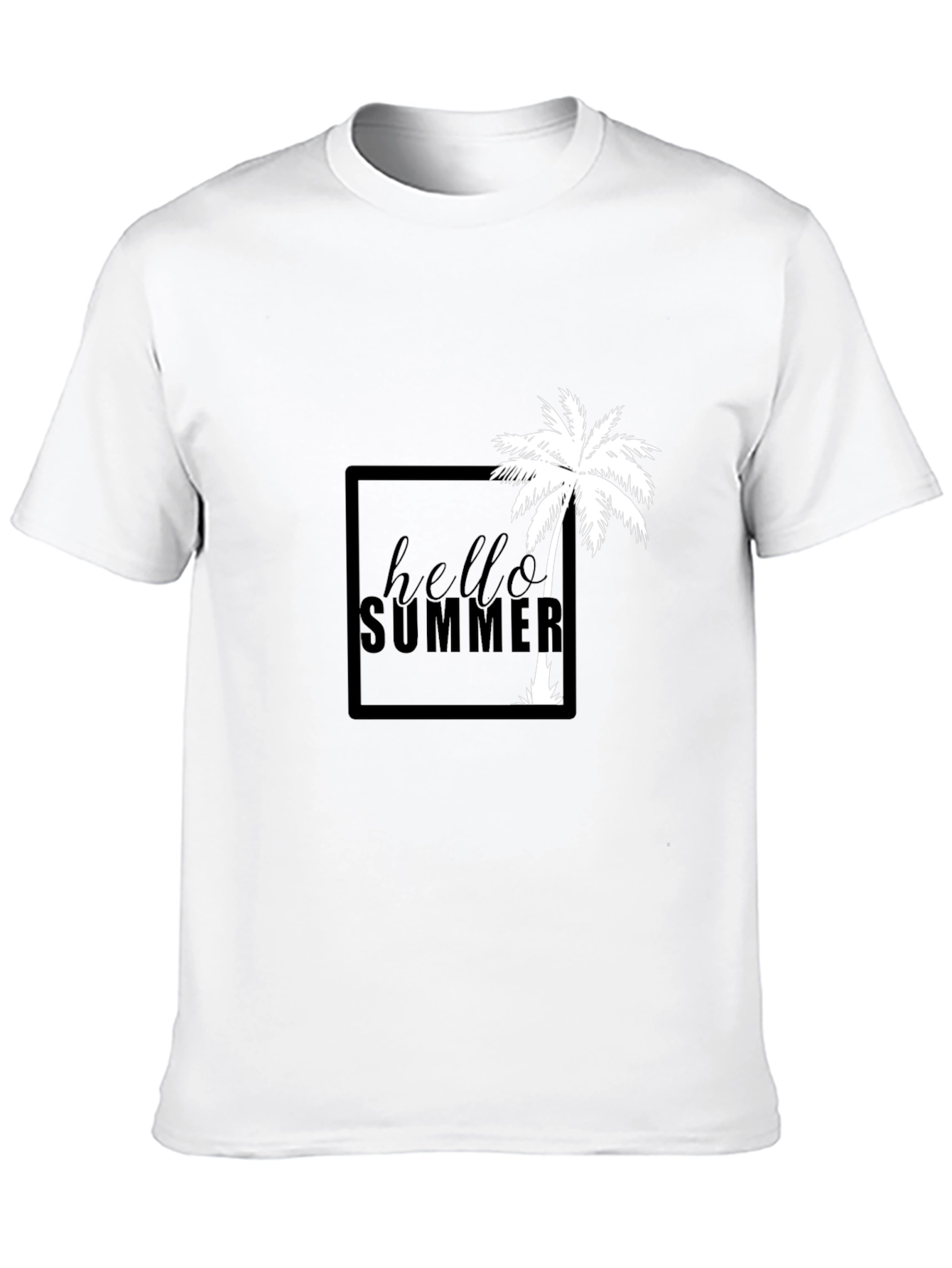 Hello Summer Palm Tree Graphic Tee - Black