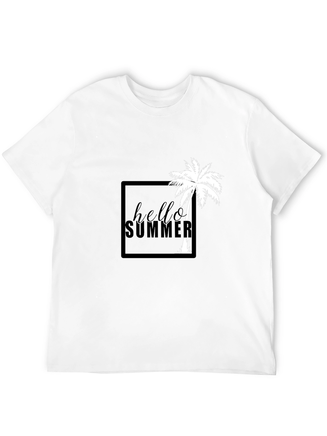 Hello Summer Palm Tree Graphic Tee - Black