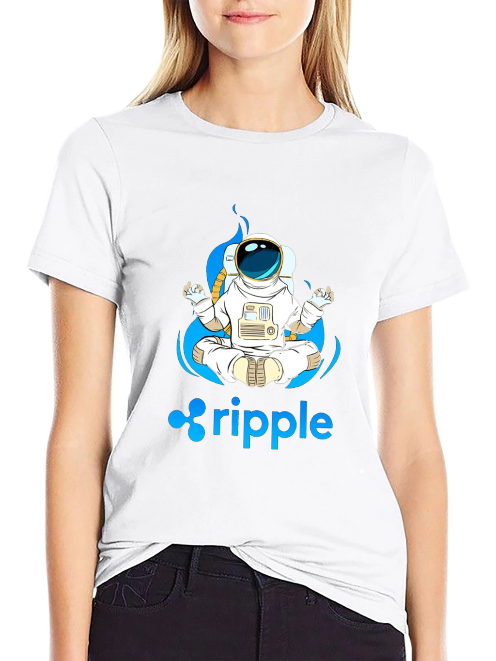 Astronaut Ripple Crypto T-Shirt - Meditating Spaceman Tee