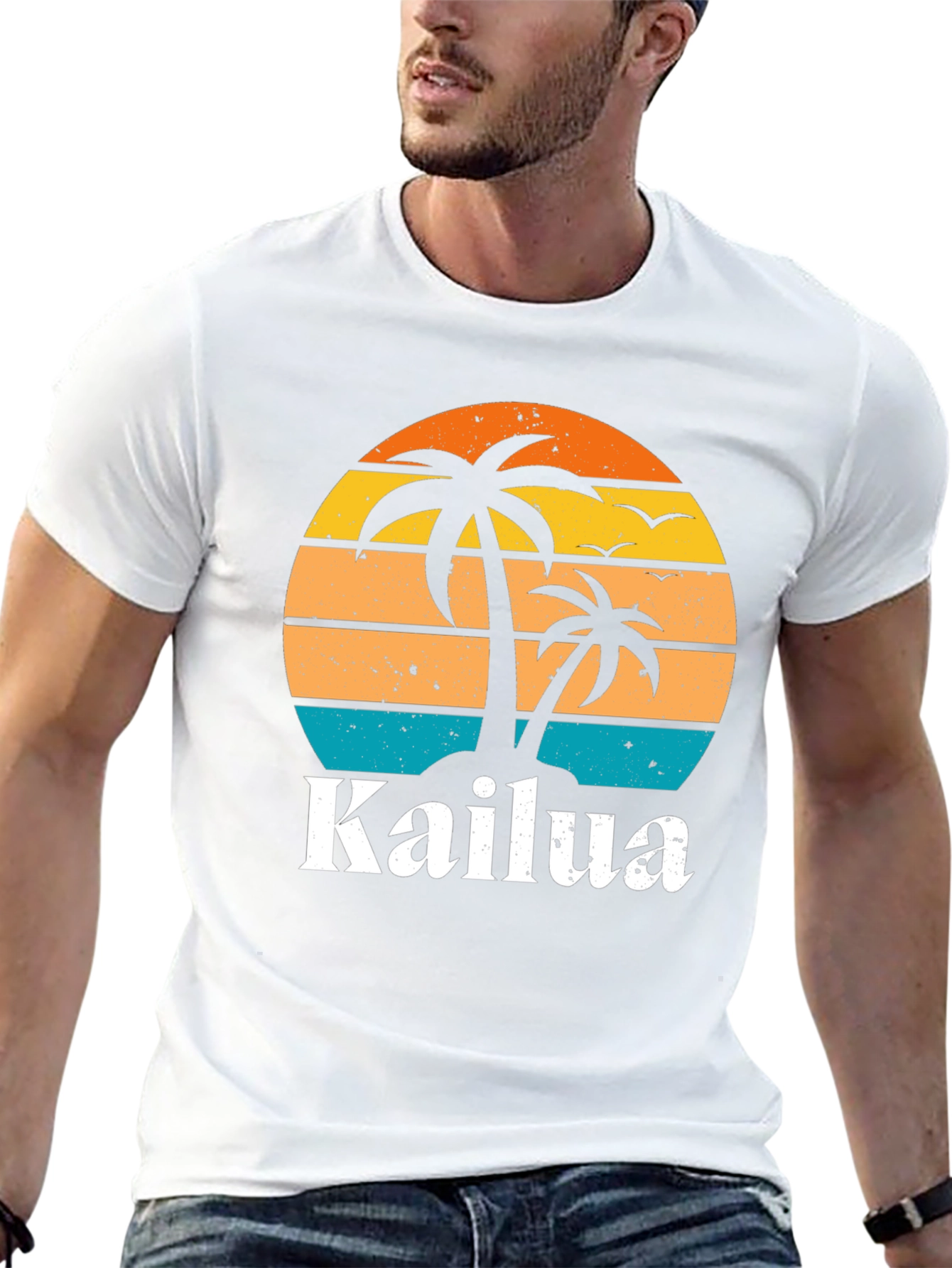 Kailua Island Palm Tree Retro T-Shirt