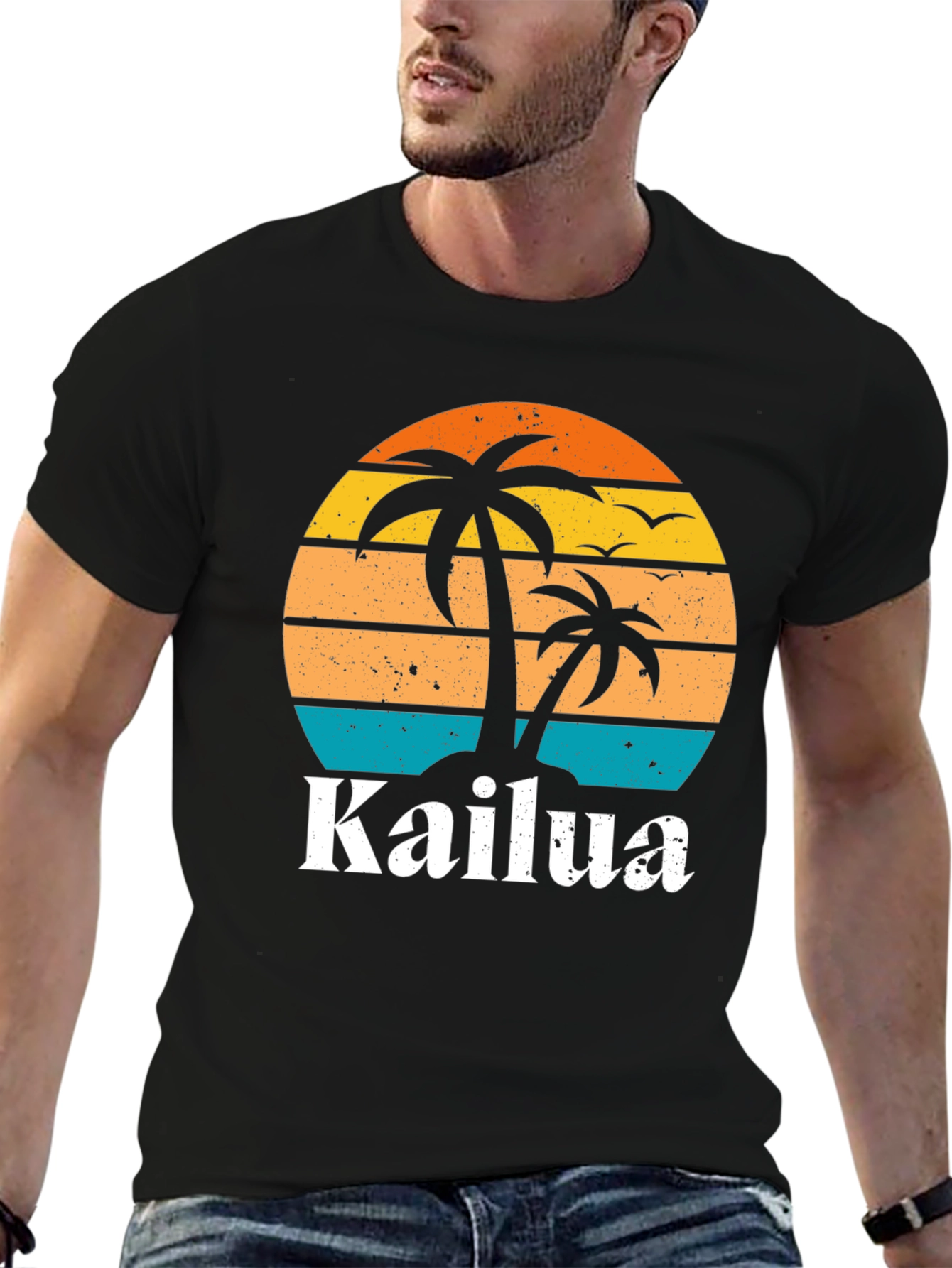 Kailua Island Palm Tree Retro T-Shirt