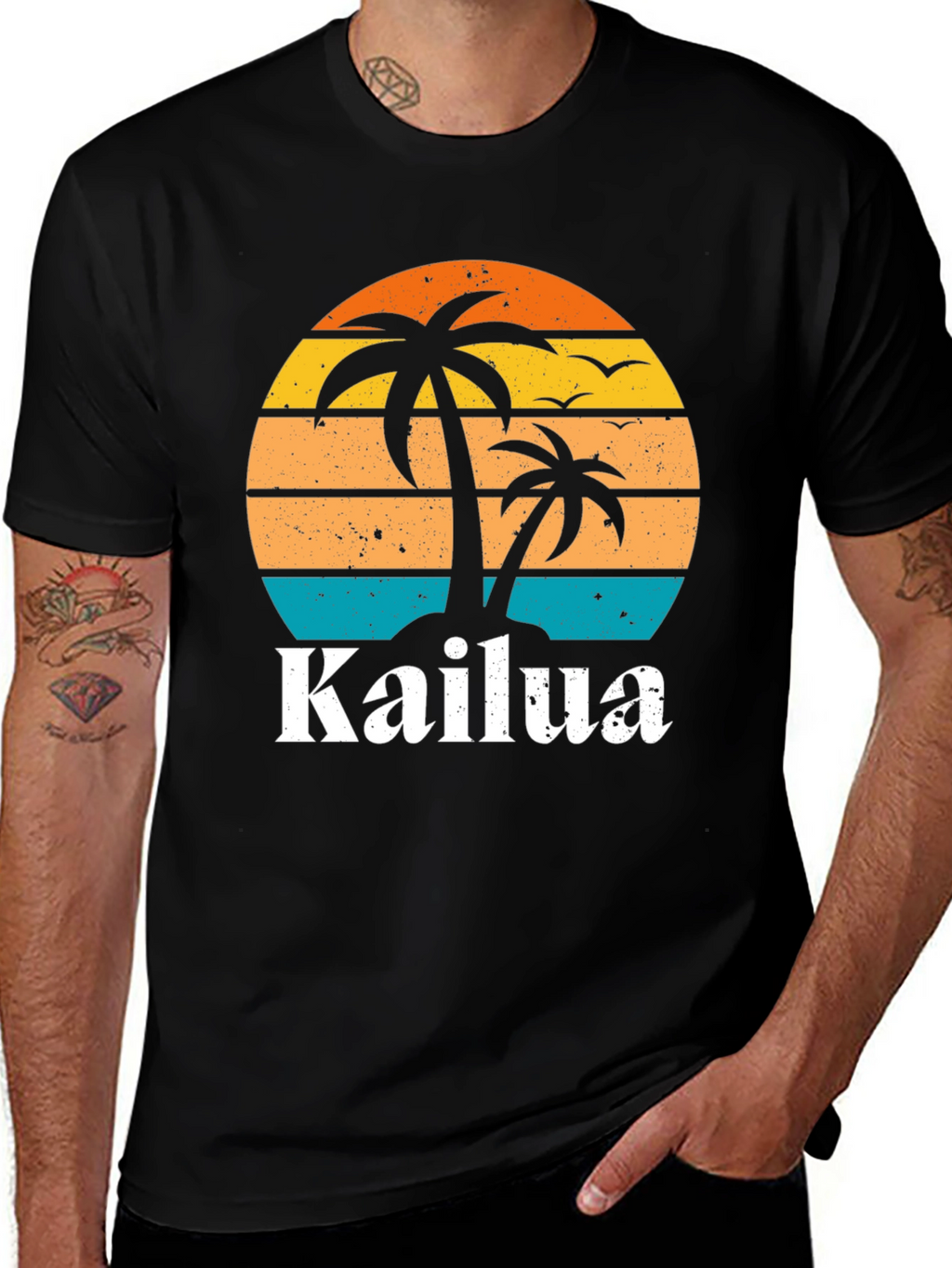 Kailua Island Palm Tree Retro T-Shirt