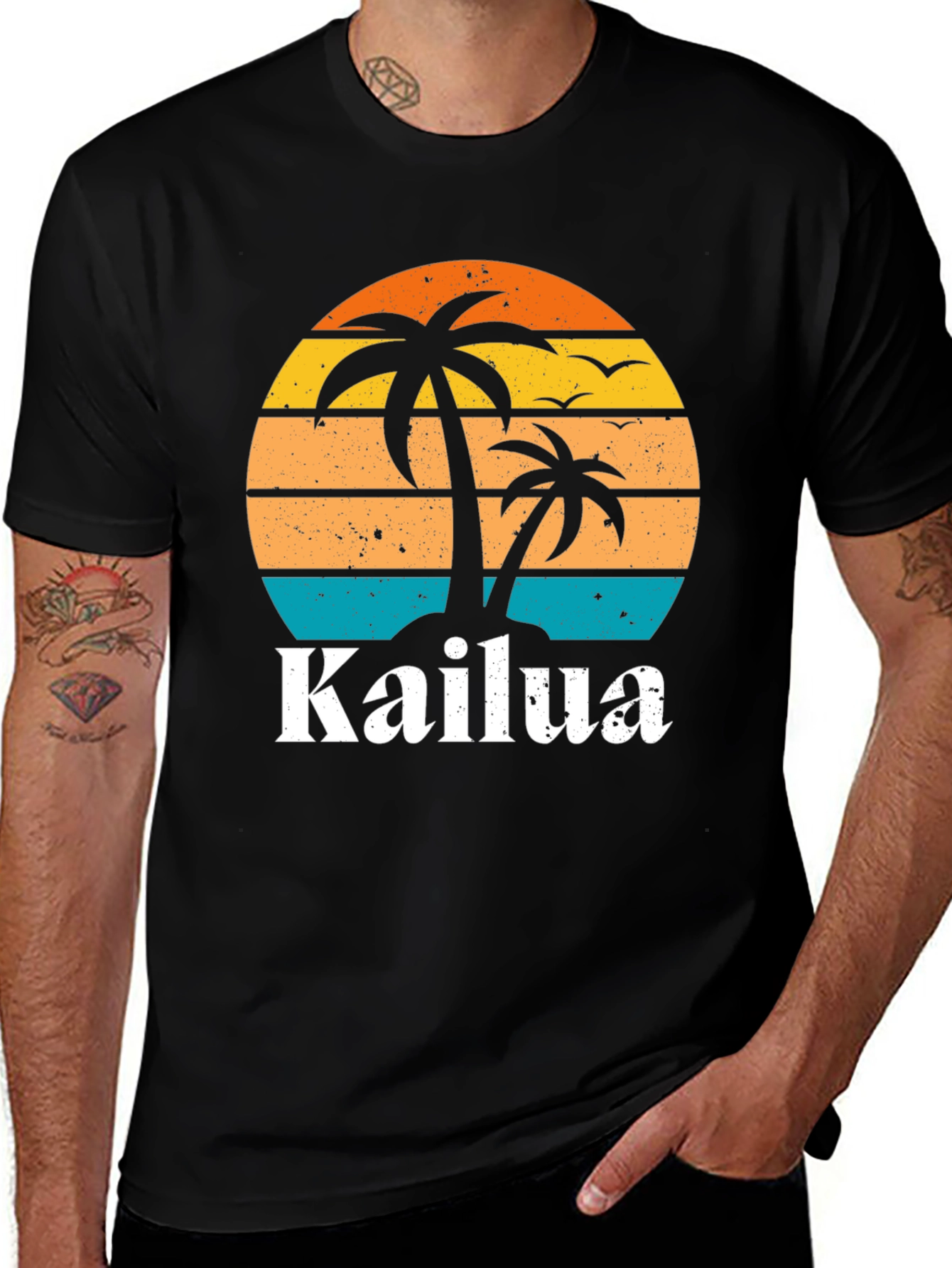 Kailua Island Palm Tree Retro T-Shirt